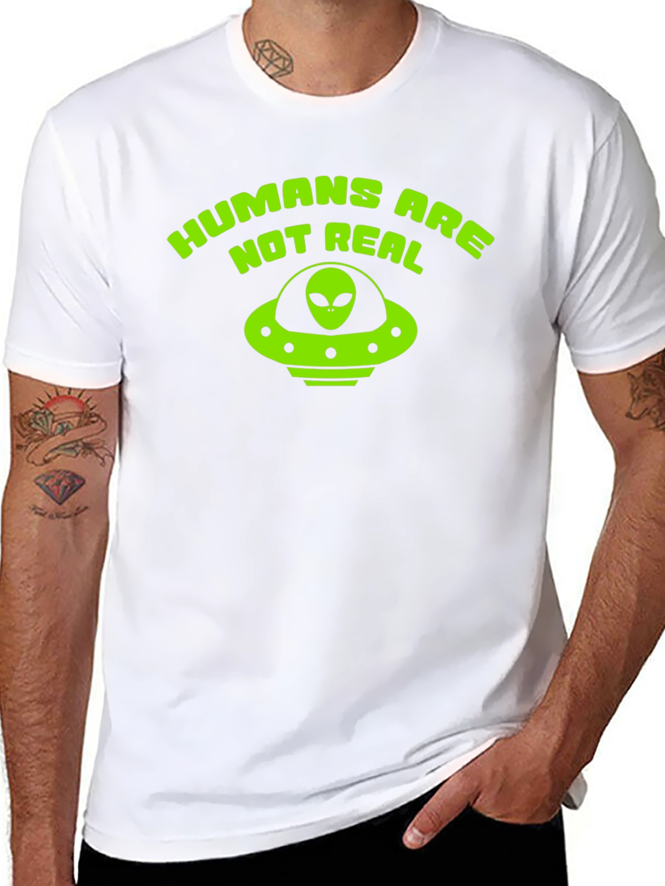 Black Humans Are Not Real Alien UFO T-Shirt view 8