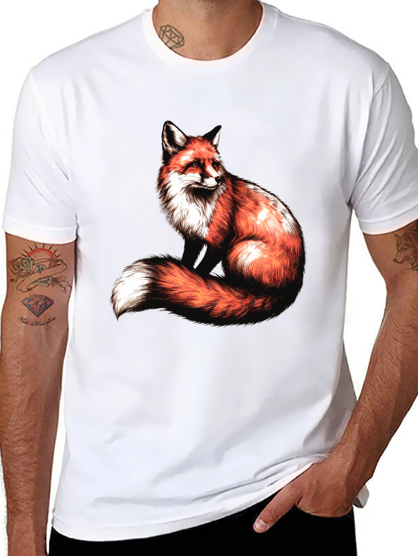 Fox Graphic Tee - Stylish Men's Black T-Shirt - 8