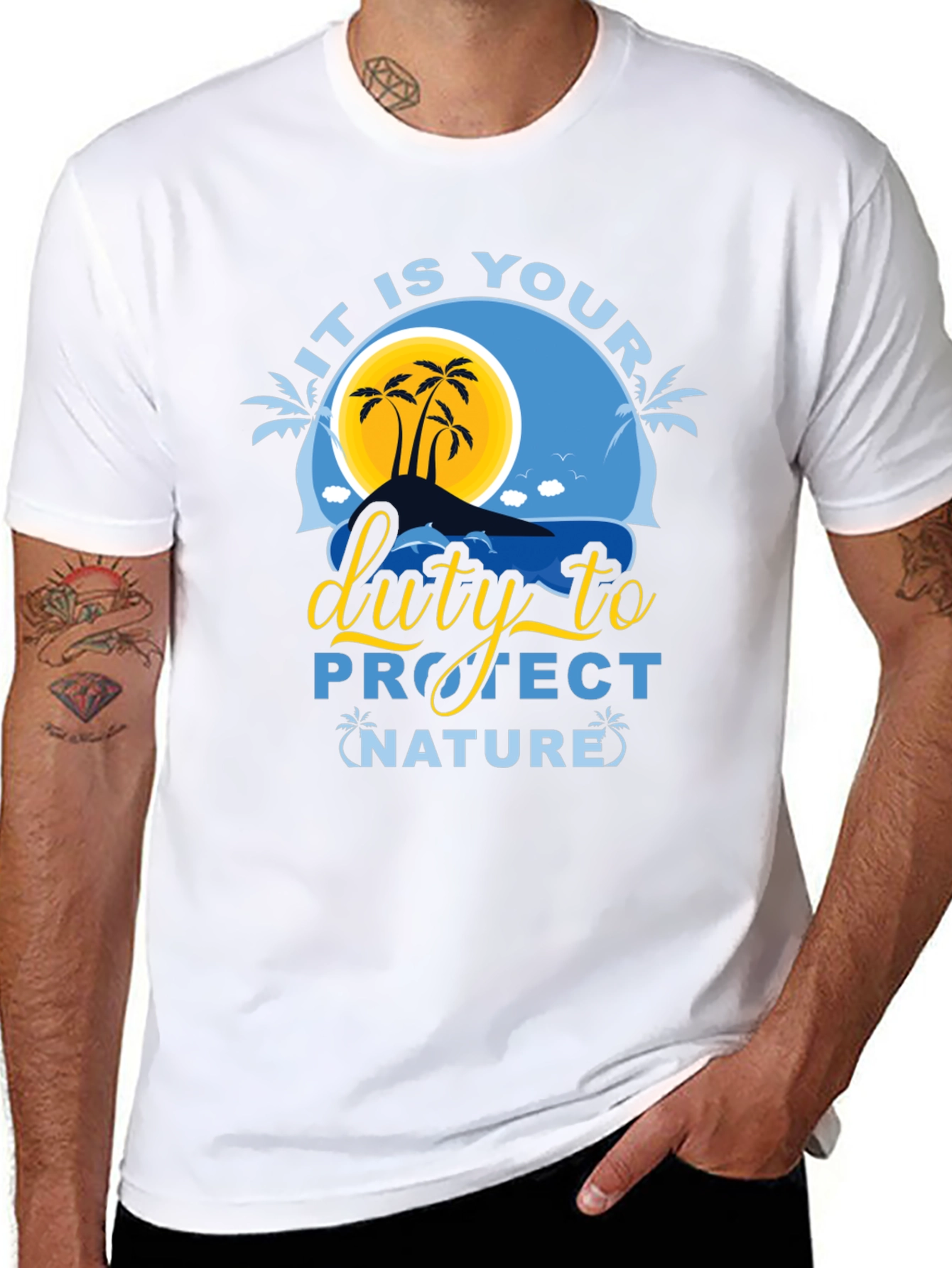 Black Protect Nature Graphic Tee - Black Cotton T-Shirt view 8