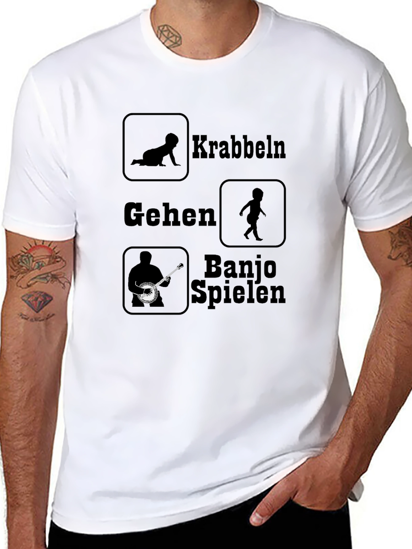 Black Funny Evolution Banjo Player T-Shirt view 8