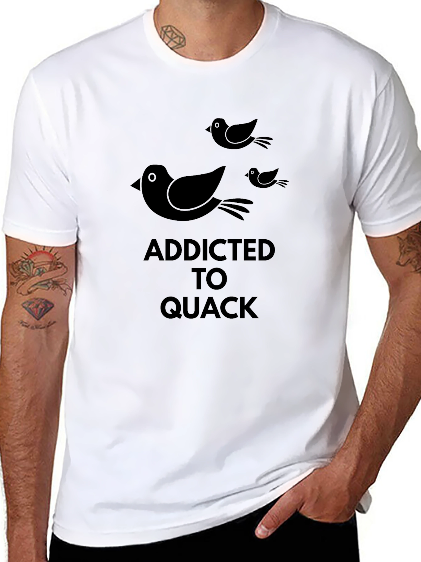 Black Addicted to Quack Black T-Shirt view 8
