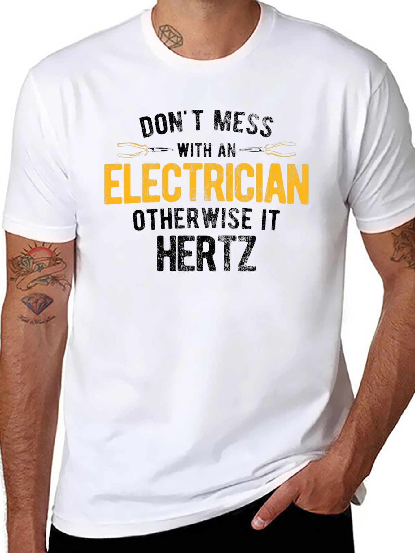 Black Electrician Warning T-Shirt - Funny Electrical Humor Tee view 8