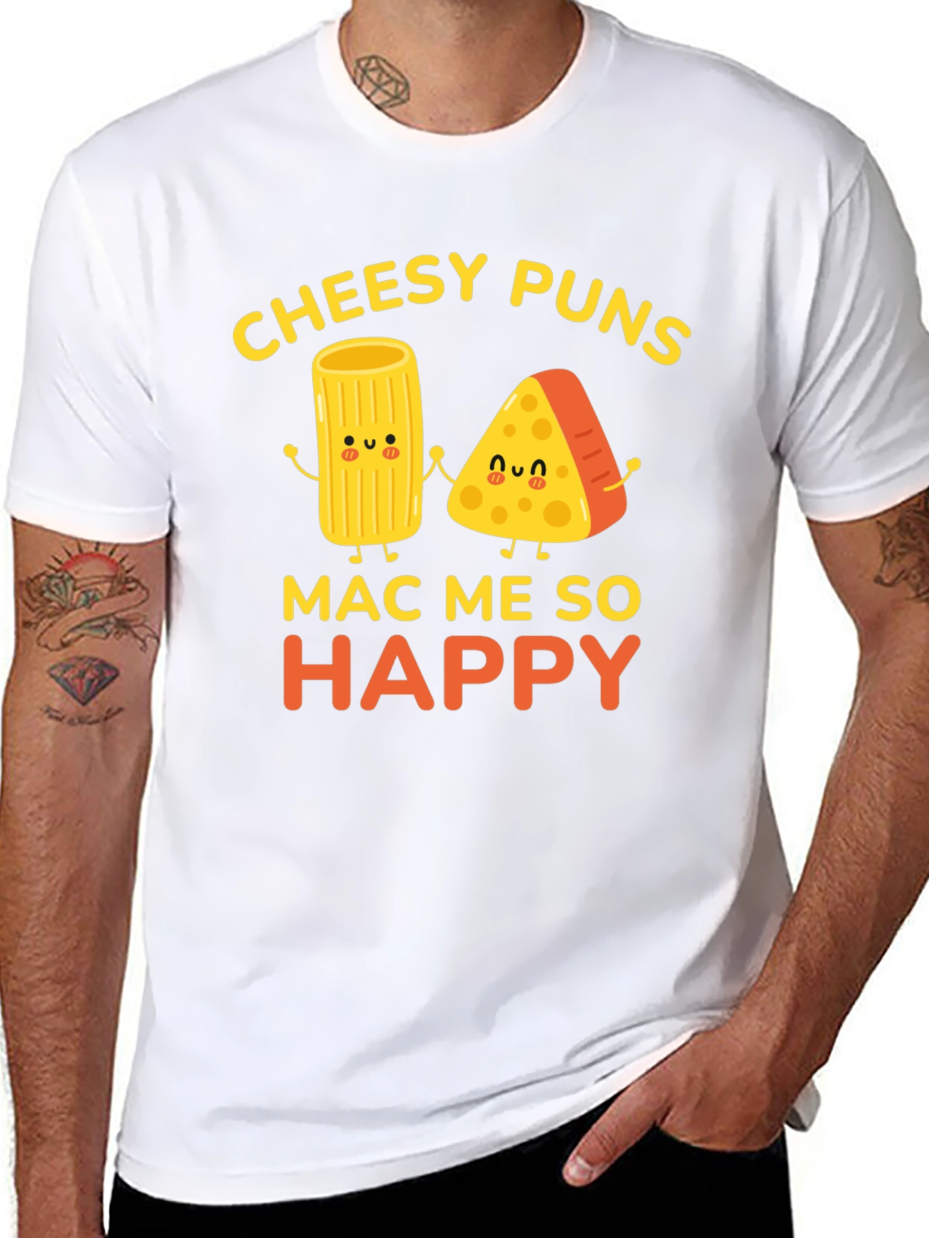 Black Cheesy Puns Mac Me So Happy Graphic T-Shirt view 8