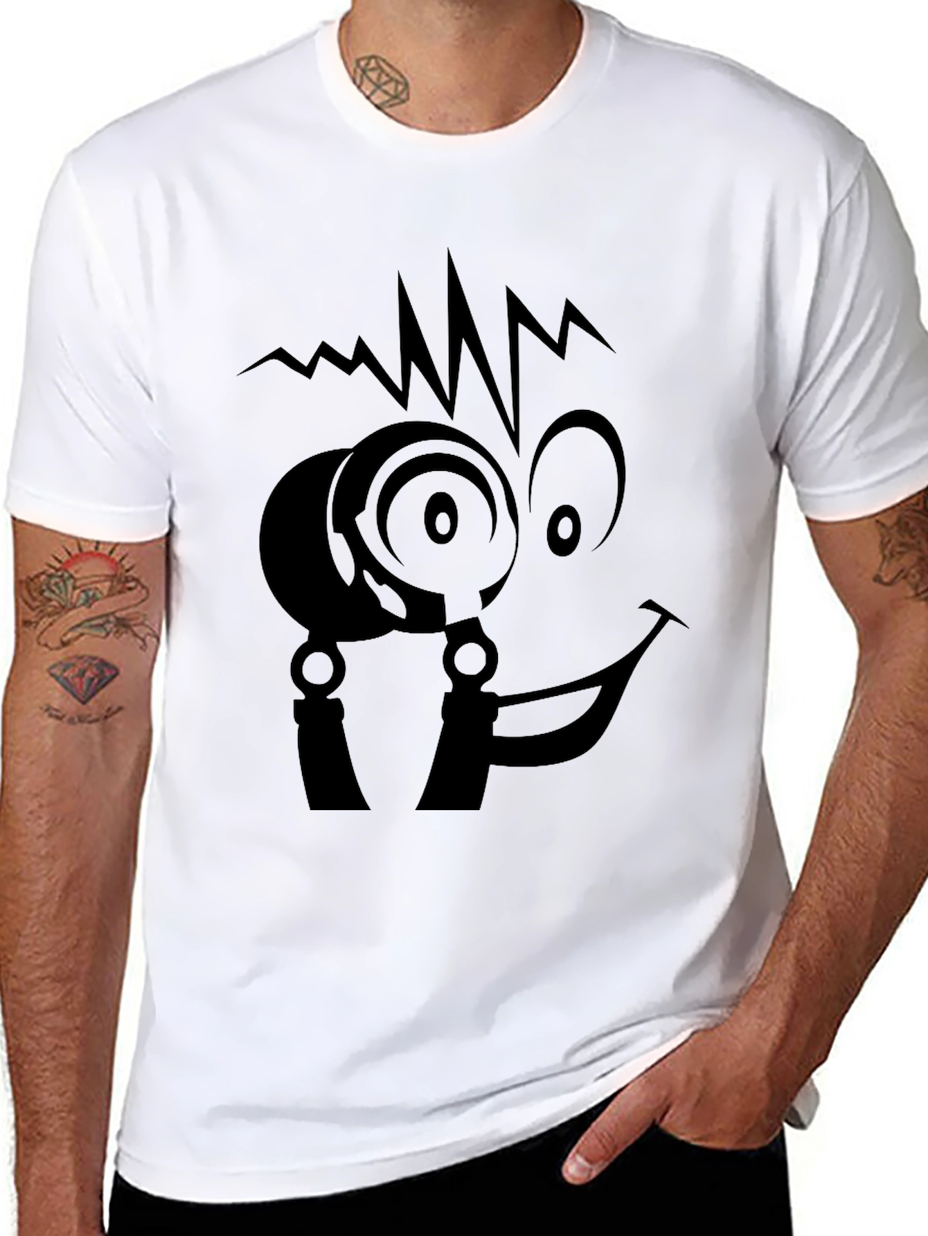 Black Cool Face Black T-Shirt - Unique Graphic Tee view 8