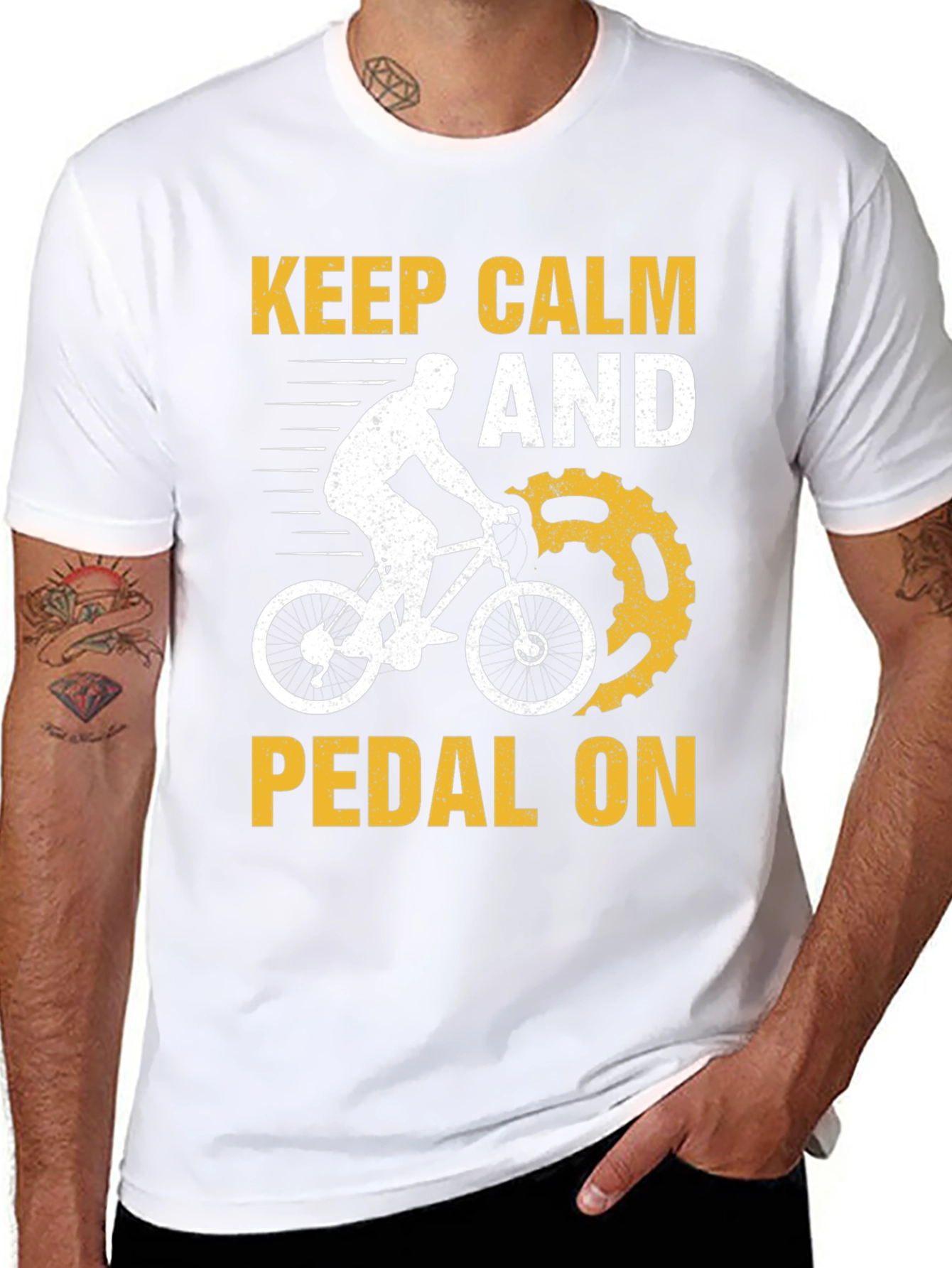 Black Keep Calm and Pedal On T-Shirt view 8