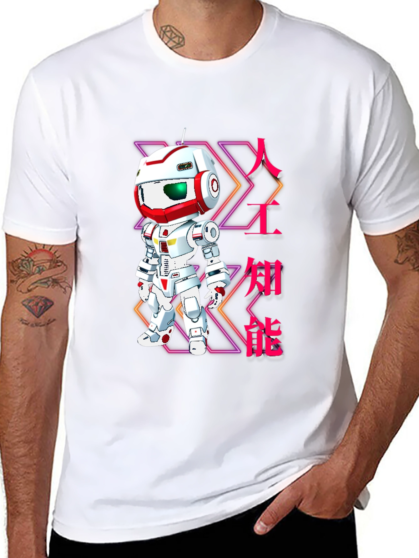Black Robot AI Graphic Print Black T-Shirt view 8