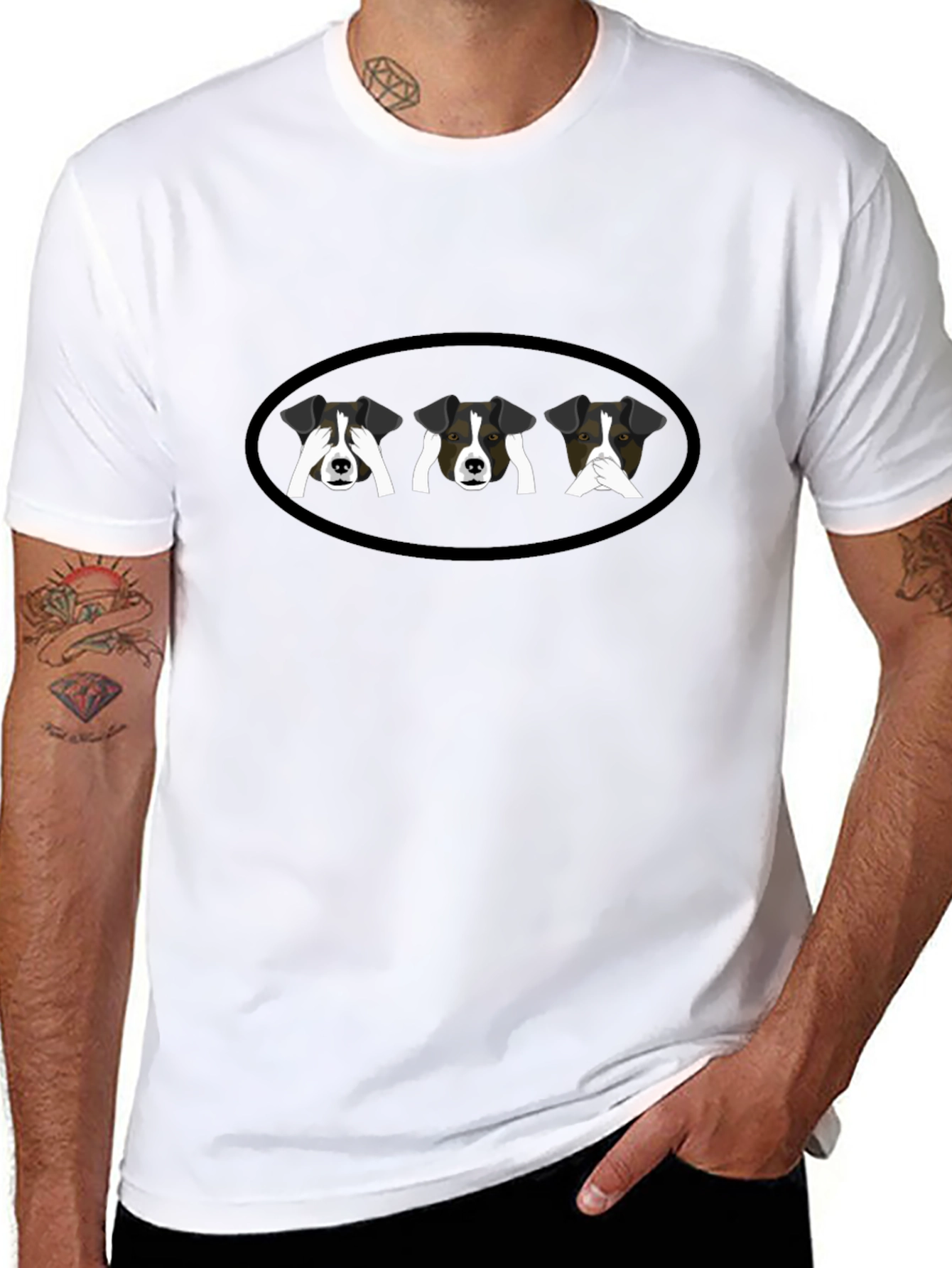 Black Hear, See, Speak No Evil Dog T-Shirt view 8