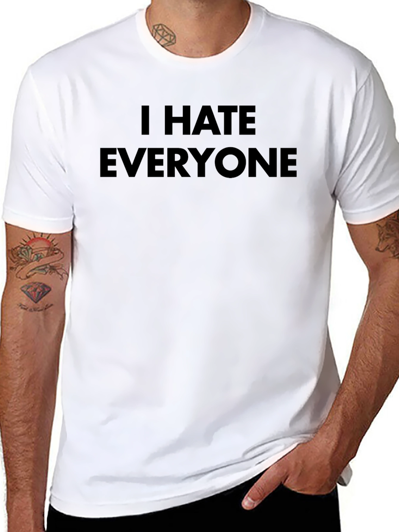 Black I Hate Everyone Graphic Tee - Black, Bold Statement T-Shirt view 8