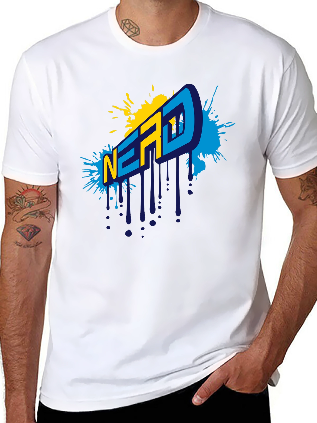 Black Nerd Graphic T-Shirt - Black Cotton Tee view 8