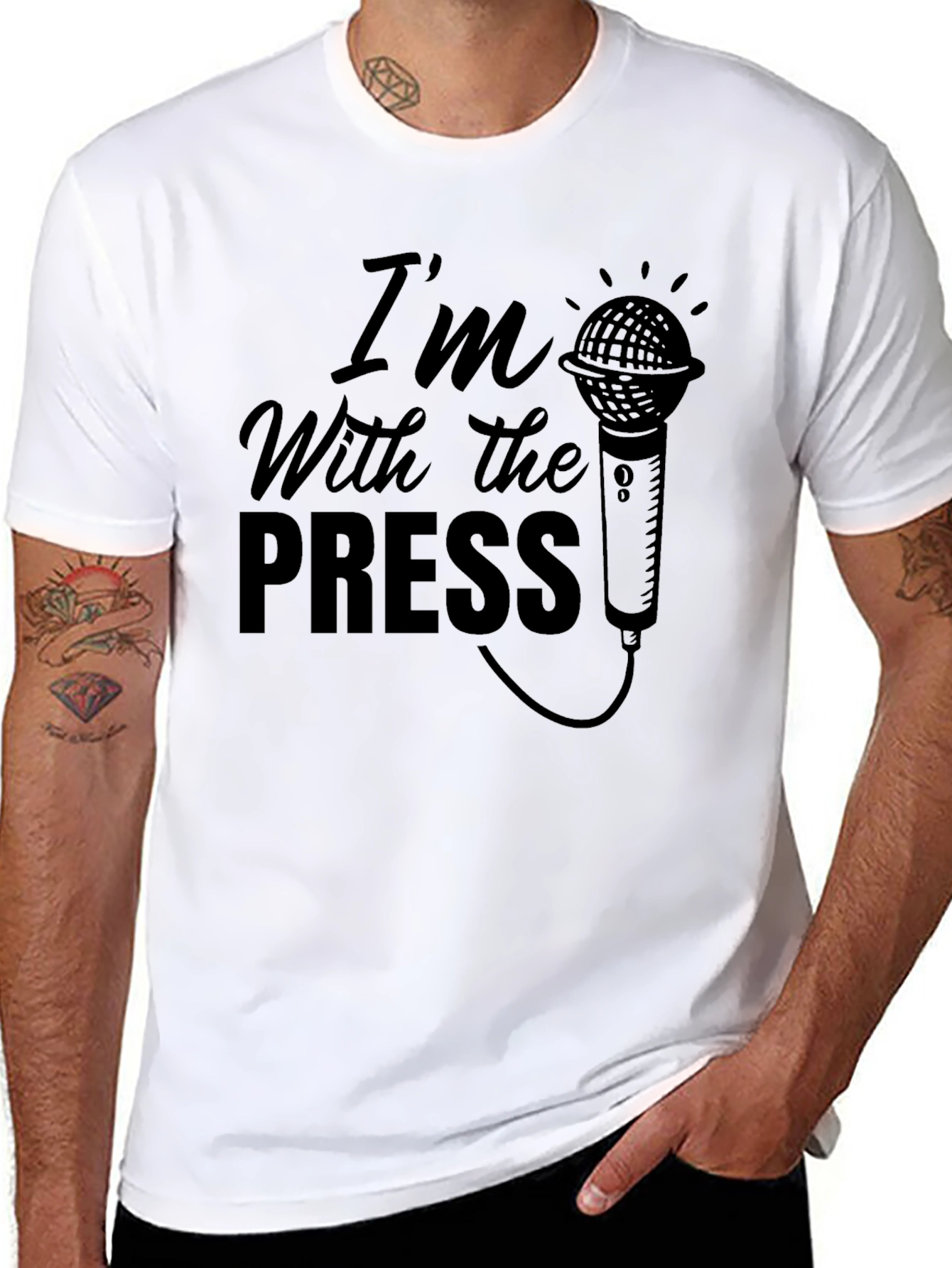 Black I'm With The Press Graphic T-Shirt - Black Crew Neck view 8