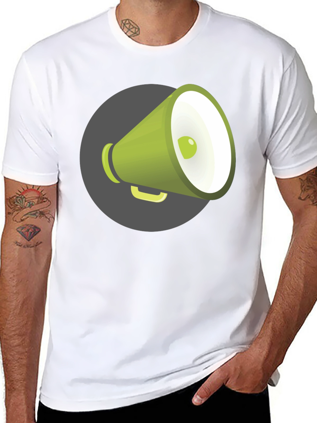 Black Megaphone Graphic Tee - Black Unisex T-Shirt view 8