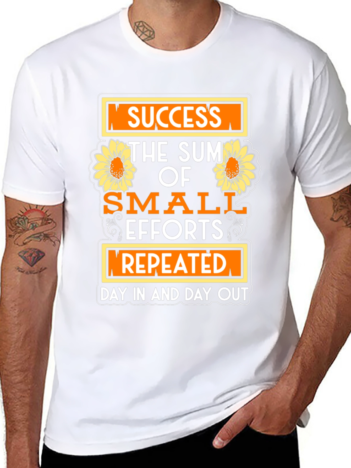 Black Success Motivational T-Shirt with Sunflower Design view 8