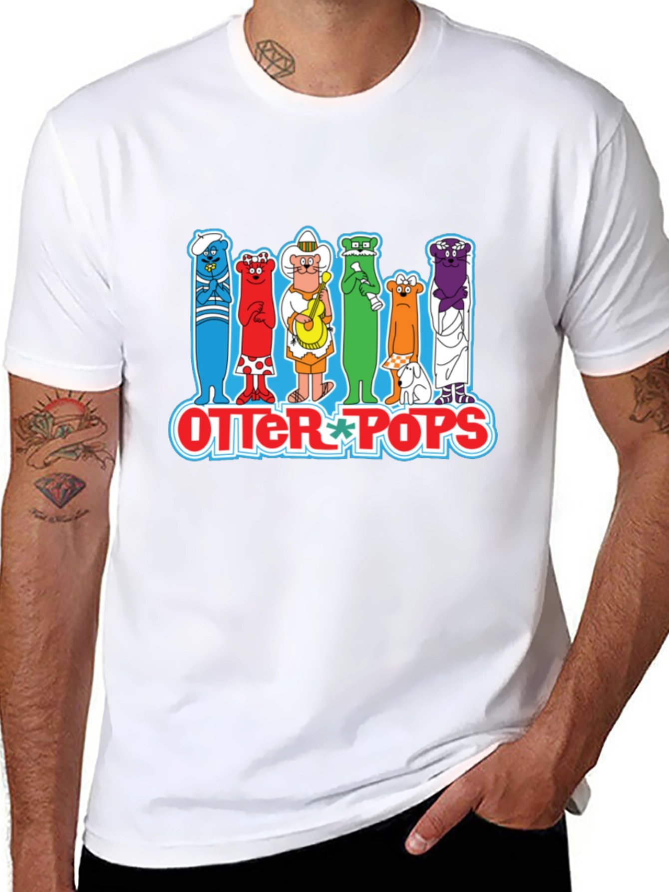 Black Otter Pops Graphic T-Shirt Black Cotton Crew Neck view 8