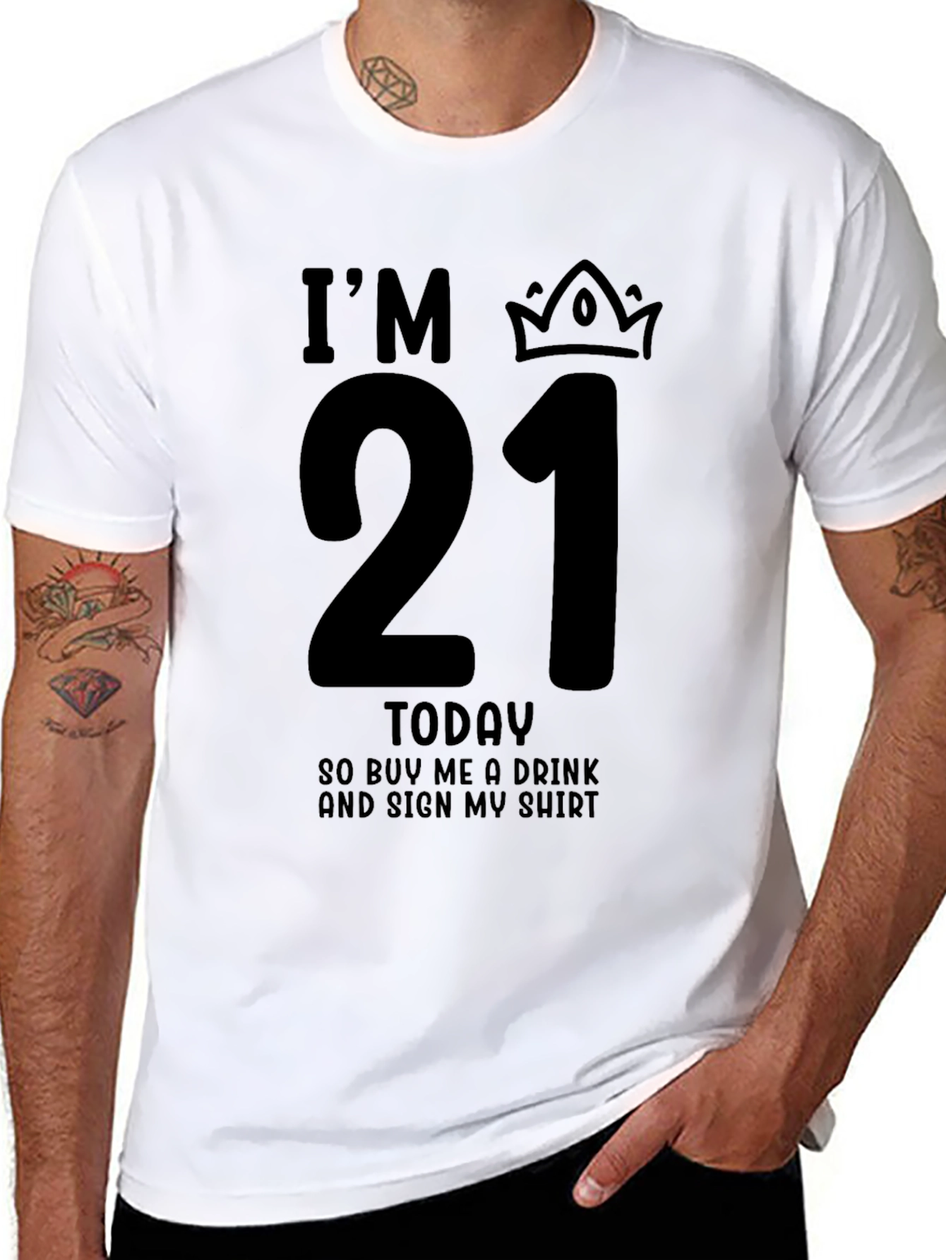Black I'm 21 Today Birthday T-Shirt view 8