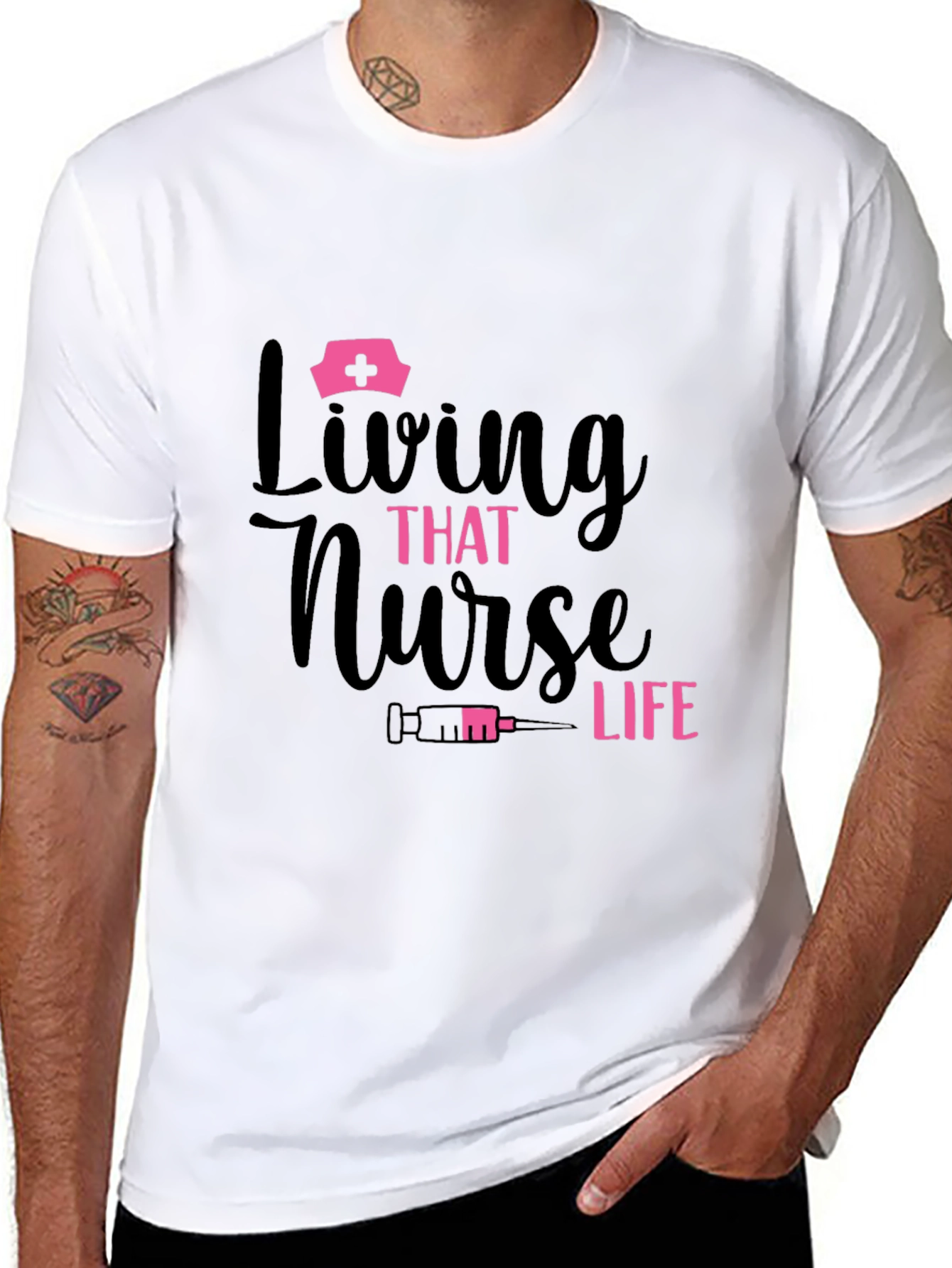 Black Living That Nurse Life Black Graphic T-Shirt view 8