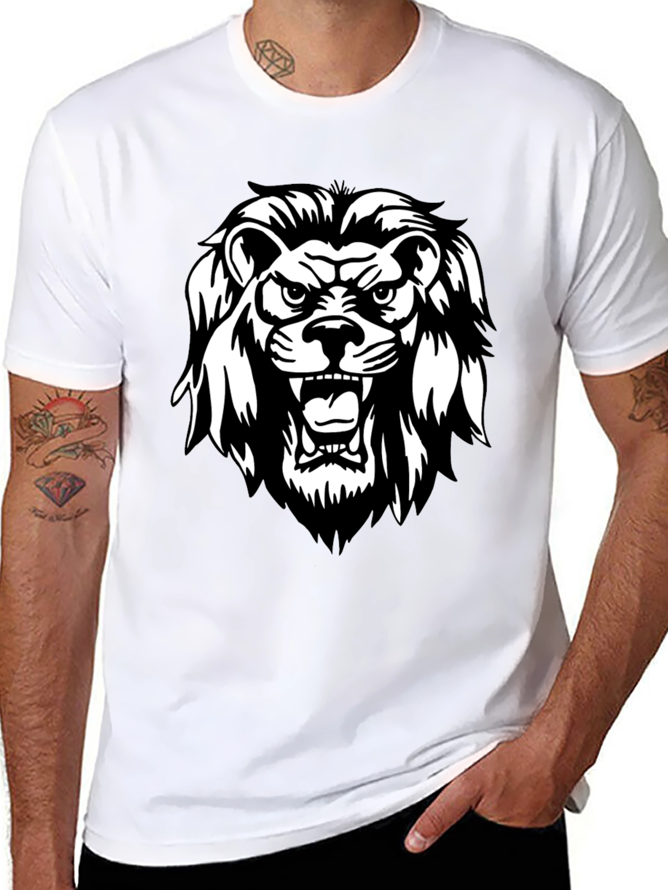 Black Black Lion Graphic Tee - Fierce & Stylish view 8