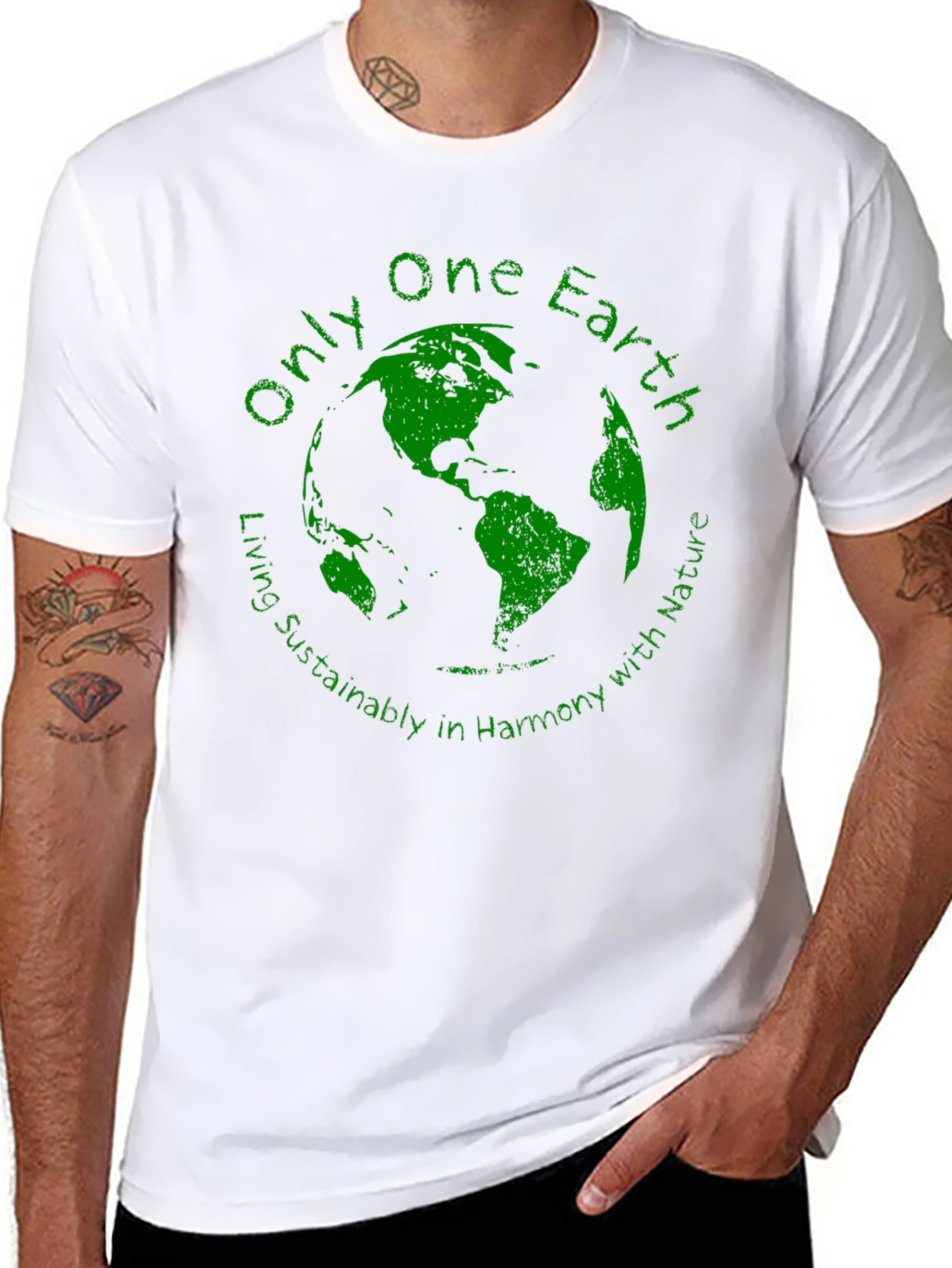 Black Eco-Friendly 'Only One Earth' Graphic T-Shirt view 8