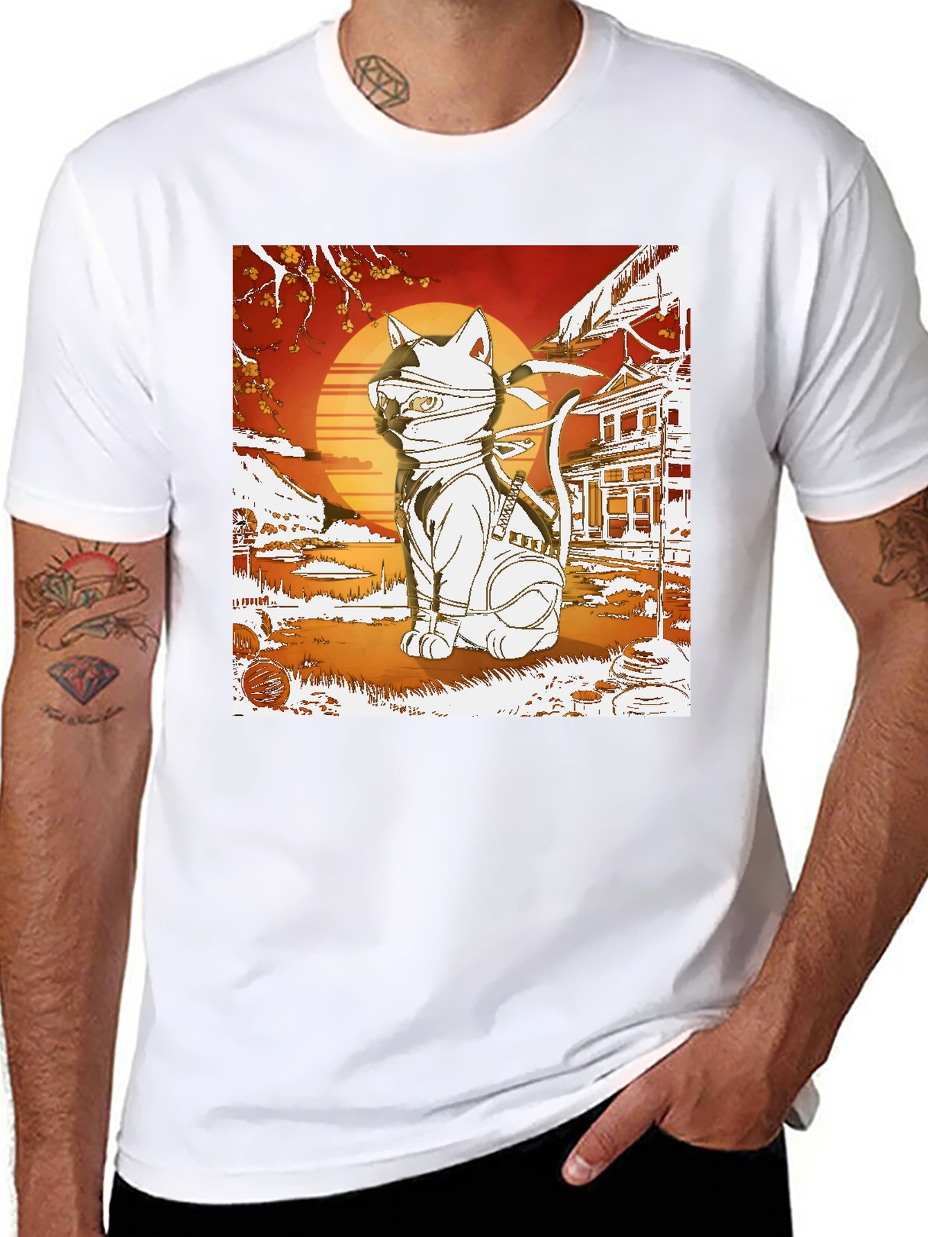 Black Ninja Cat T-Shirt - Cool Graphic Tee view 8