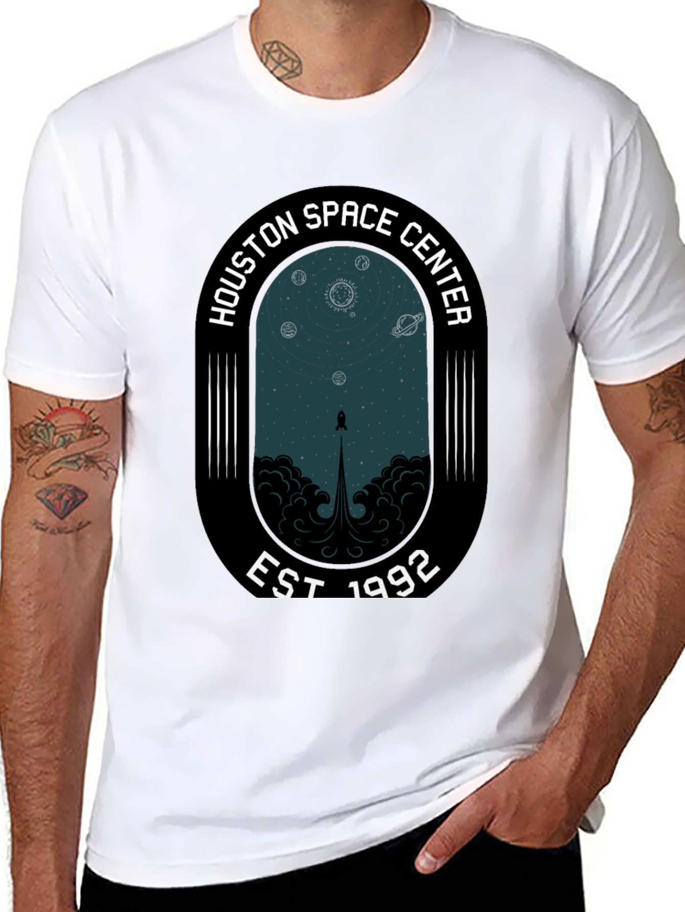 Black Houston Space Center Est 1992 Graphic Tee view 8