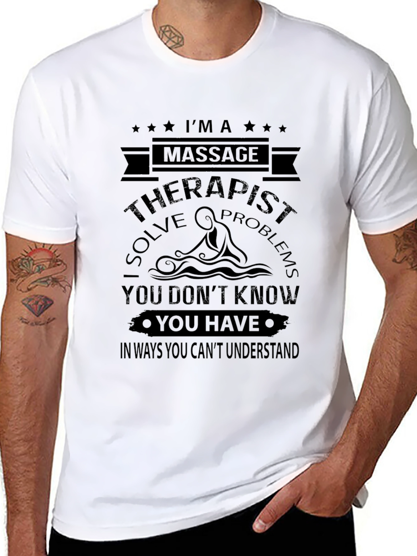 Black Massage Therapist T-Shirt - I Solve Problems view 8
