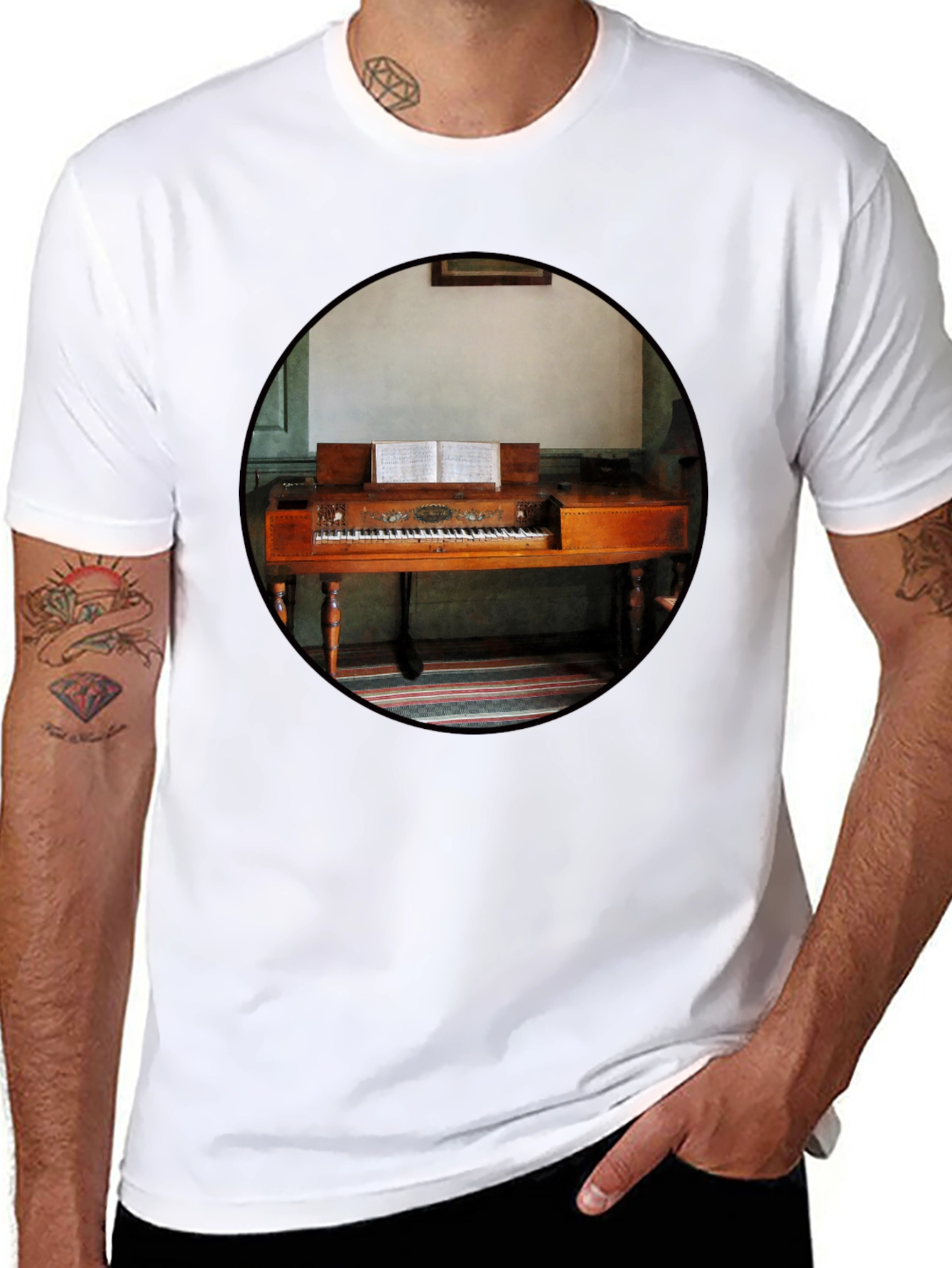 Vintage Piano T-Shirt - Unique Music Lover Tee - 8