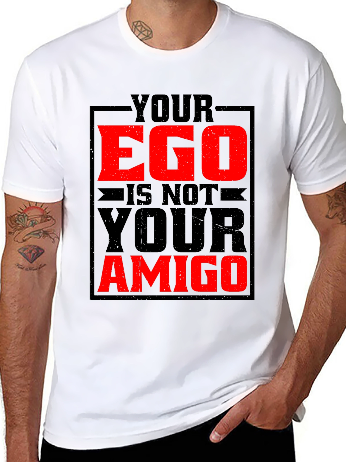 Black Your Ego Is Not Your Amigo Graphic Tee view 8