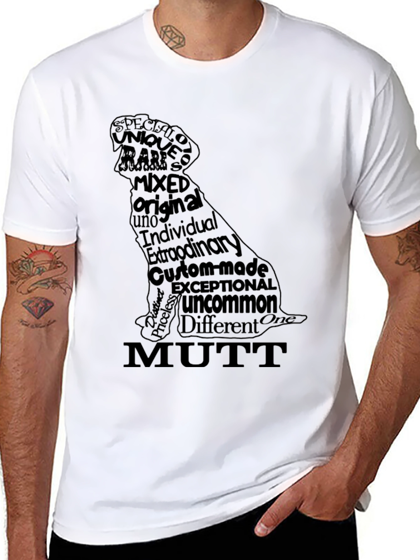 Black Dog Breed Word Art T-Shirt - Mutt view 8