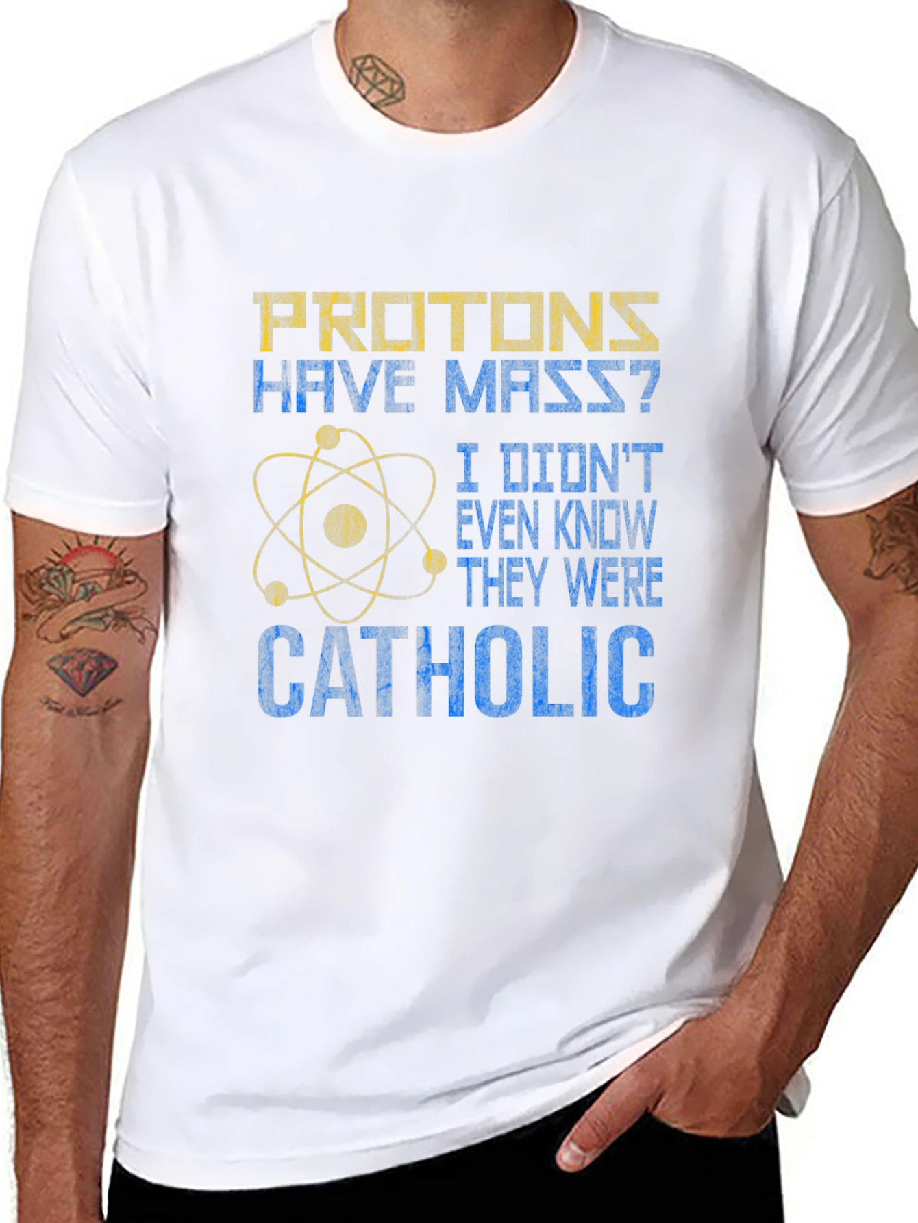 Black Protons Have Mass? Catholic Funny Science T-Shirt view 8