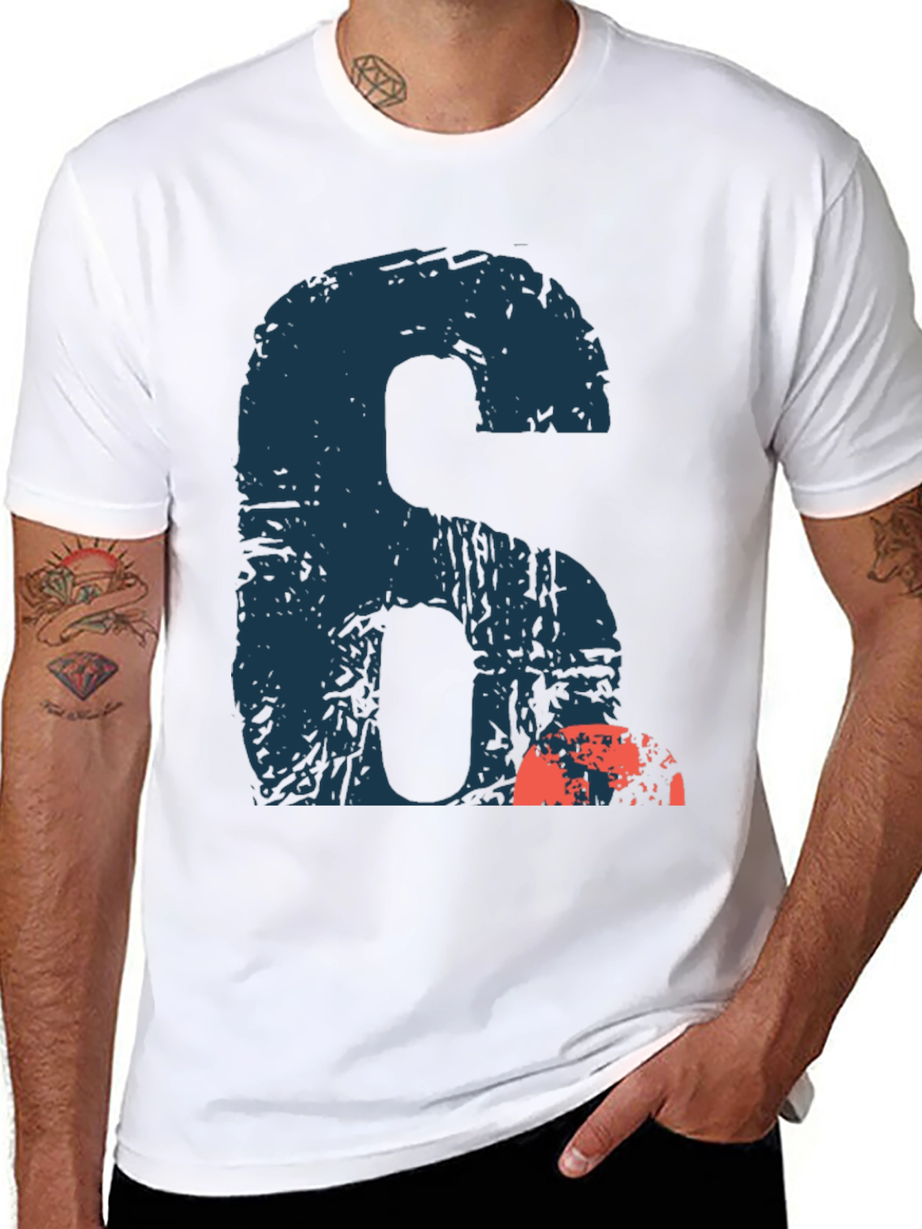 Black Graphic Number Six T-Shirt - Casual Wear view 8