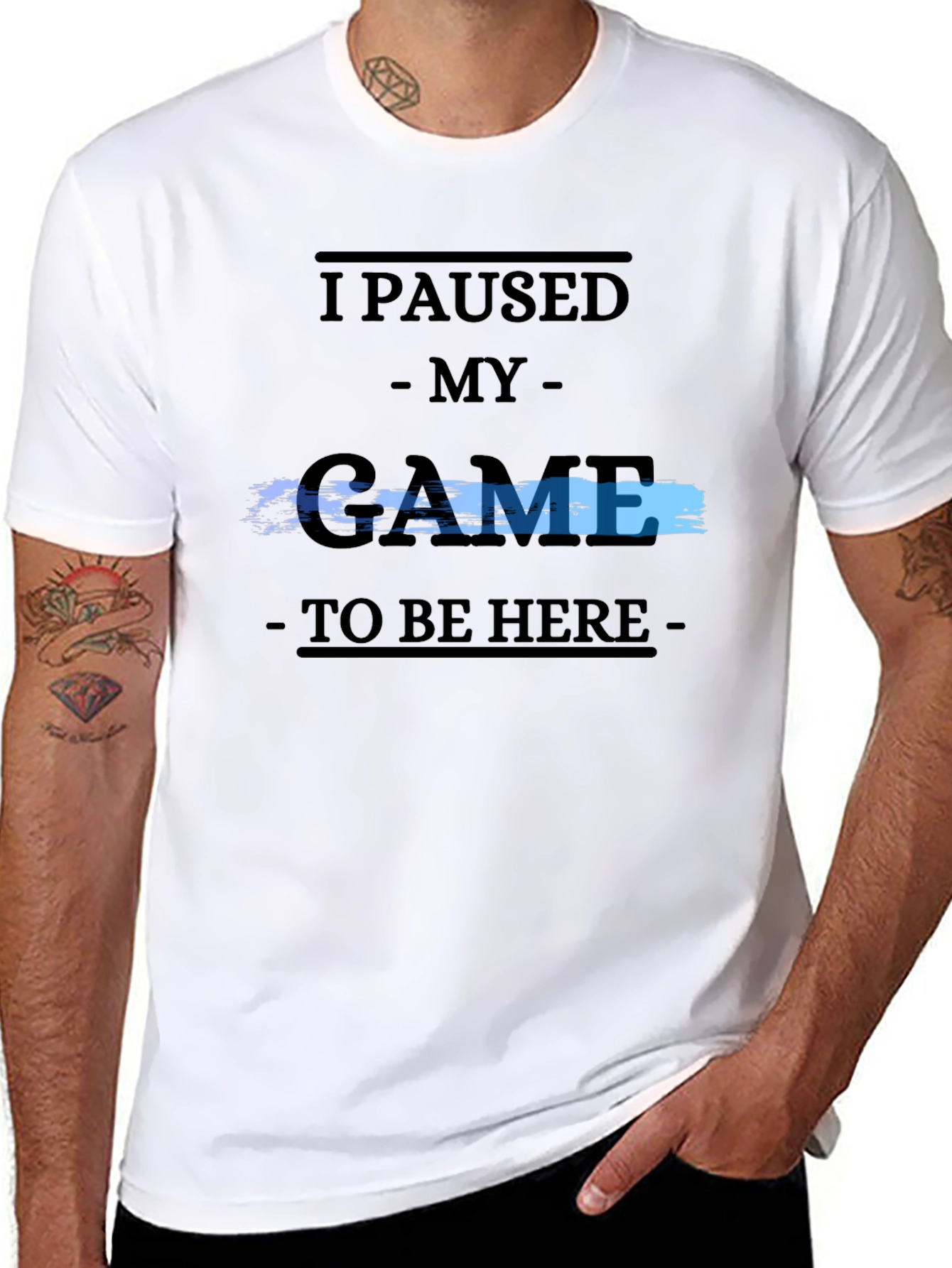 Black Gamer Tee: "I Paused My Game" view 8