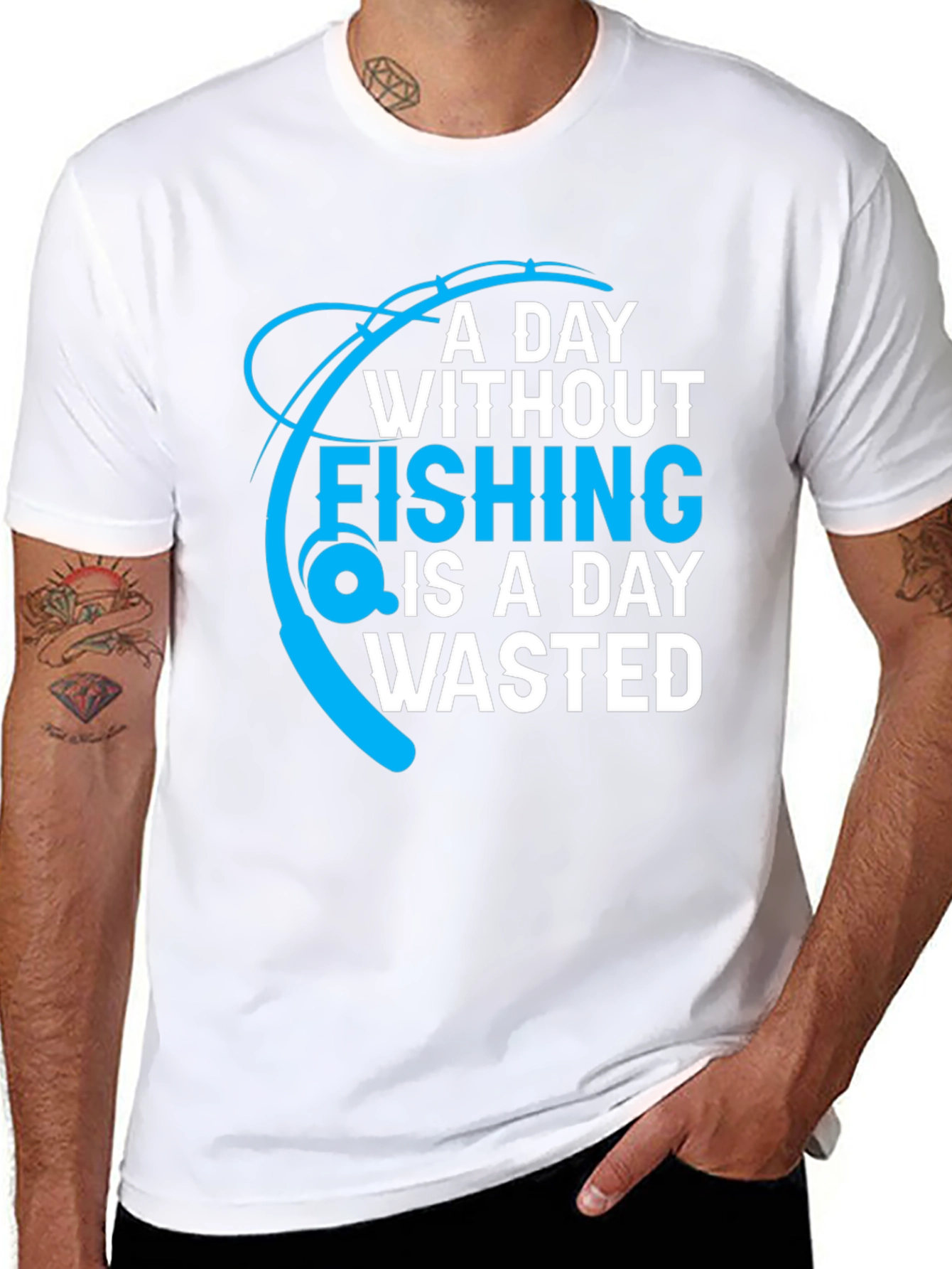 Black Fishing T-Shirt: A Day Without Fishing is a Day Wasted view 8