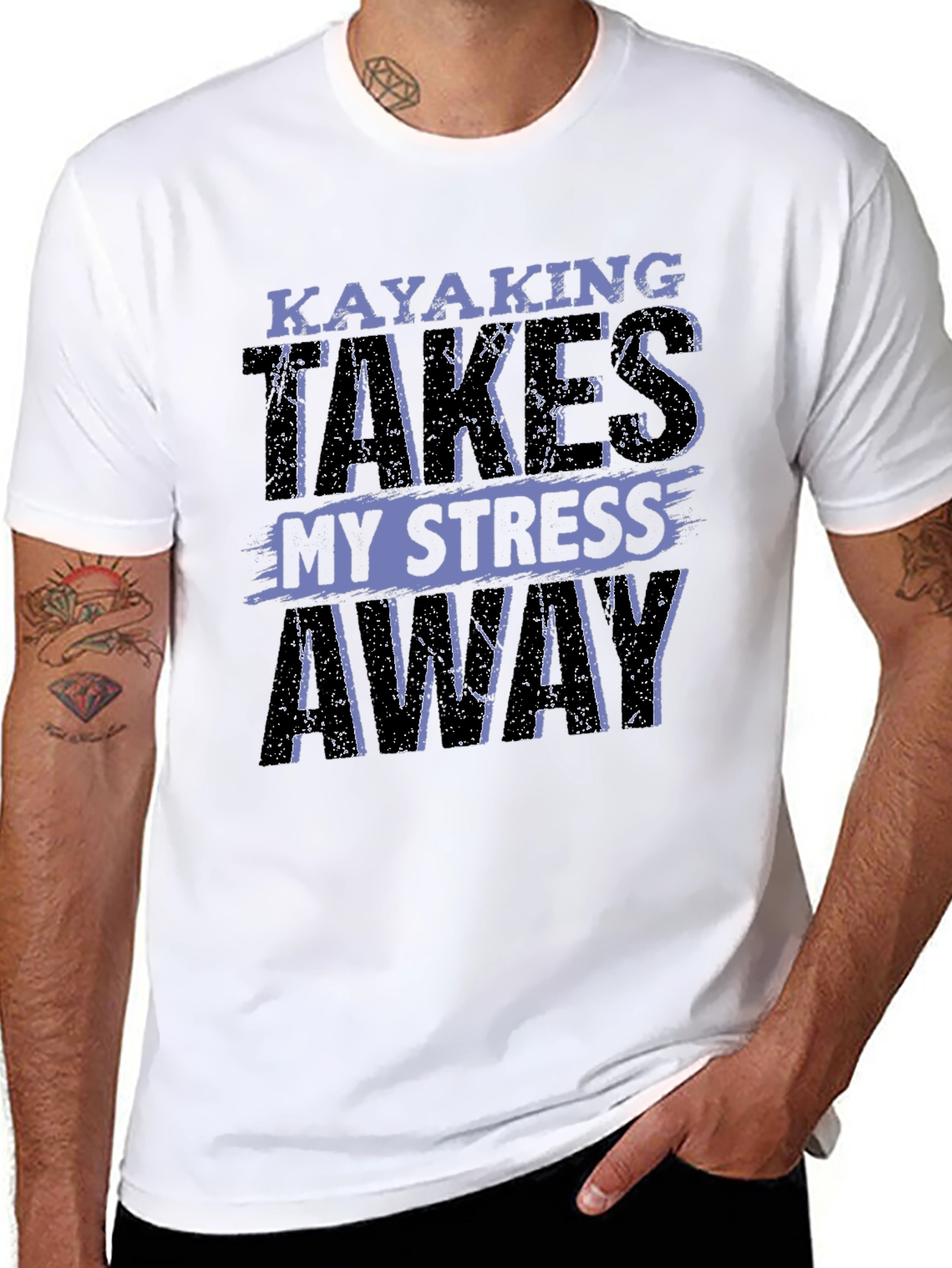 Black Kayaking Takes My Stress Away Graphic T-Shirt view 8