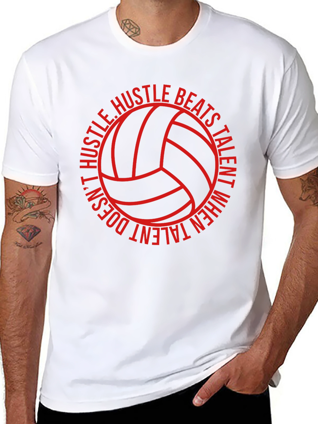 Hustle Beats Talent Volleyball Graphic Tee - 8
