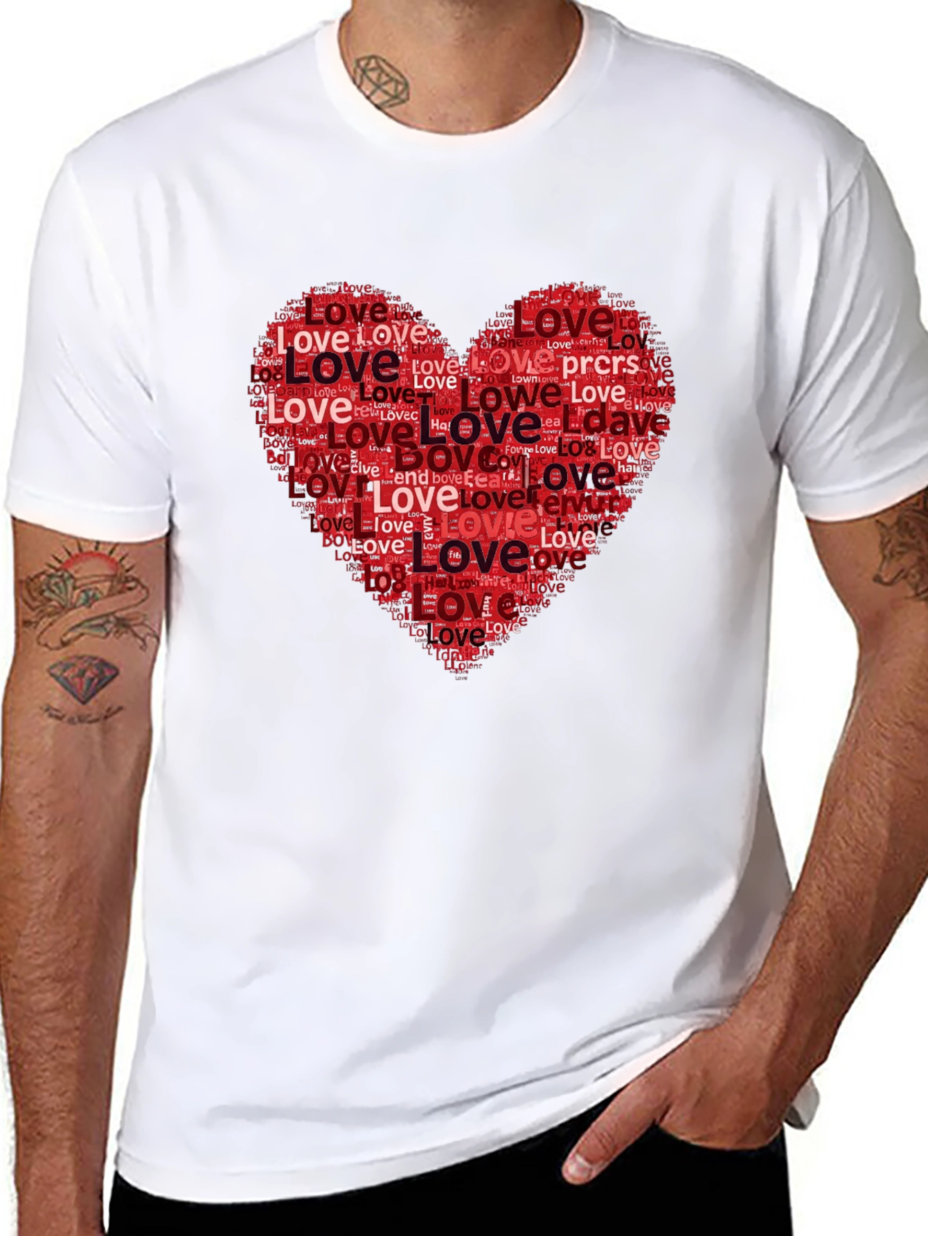 Black Love Heart Word Art Graphic Tee view 8