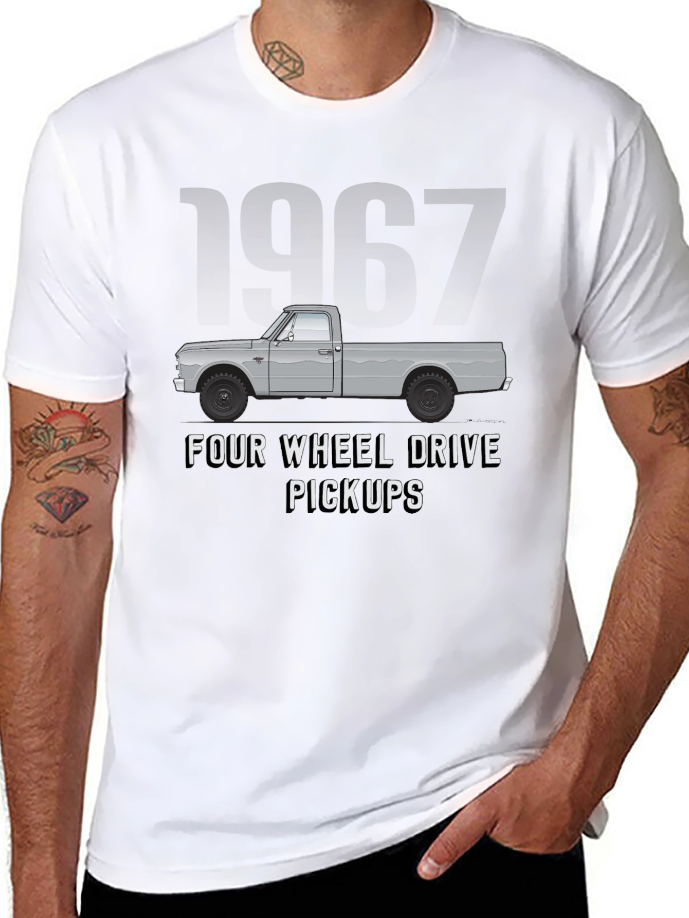 Black 1967 Four Wheel Drive Pickup Truck Graphic Tee view 8