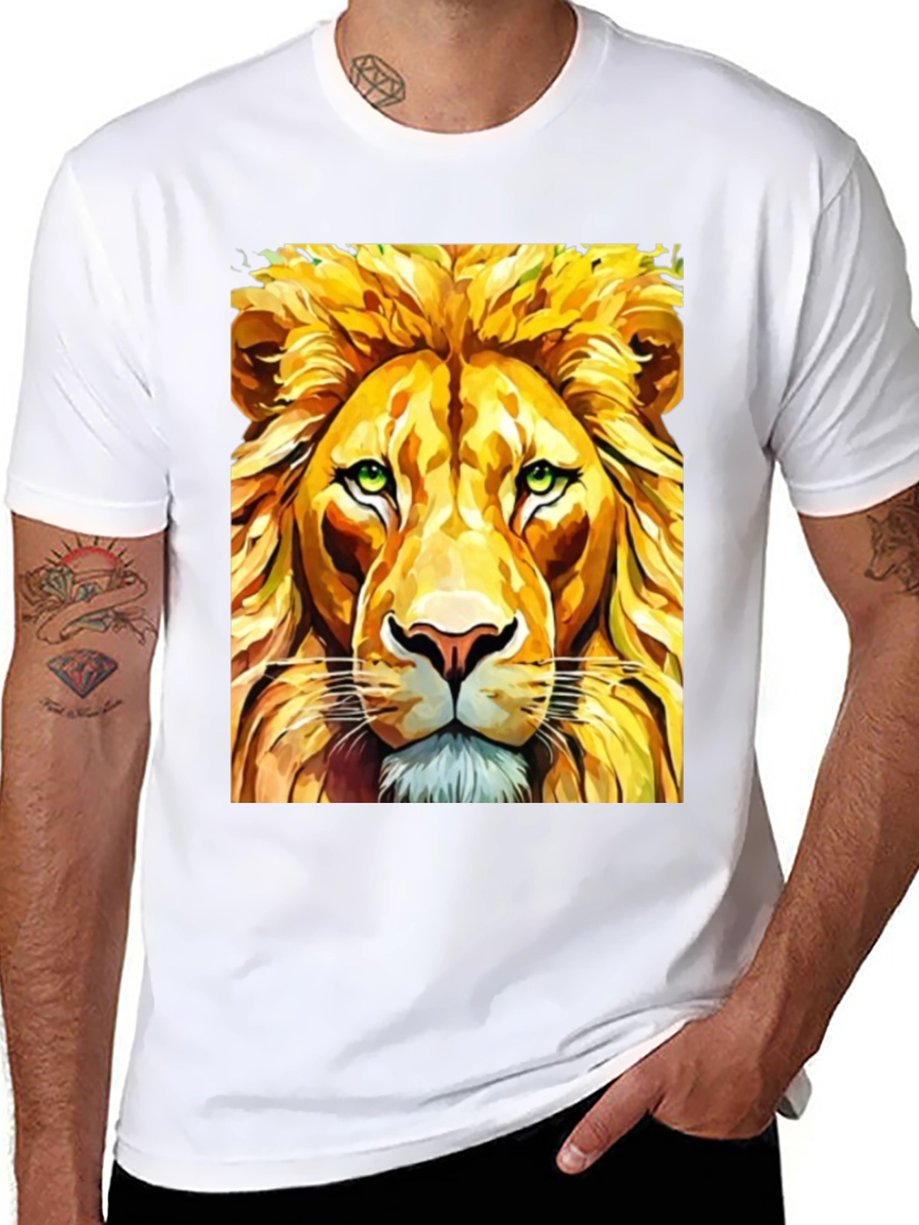 Black Lion Graphic T-Shirt - Bold Animal Print Tee view 8