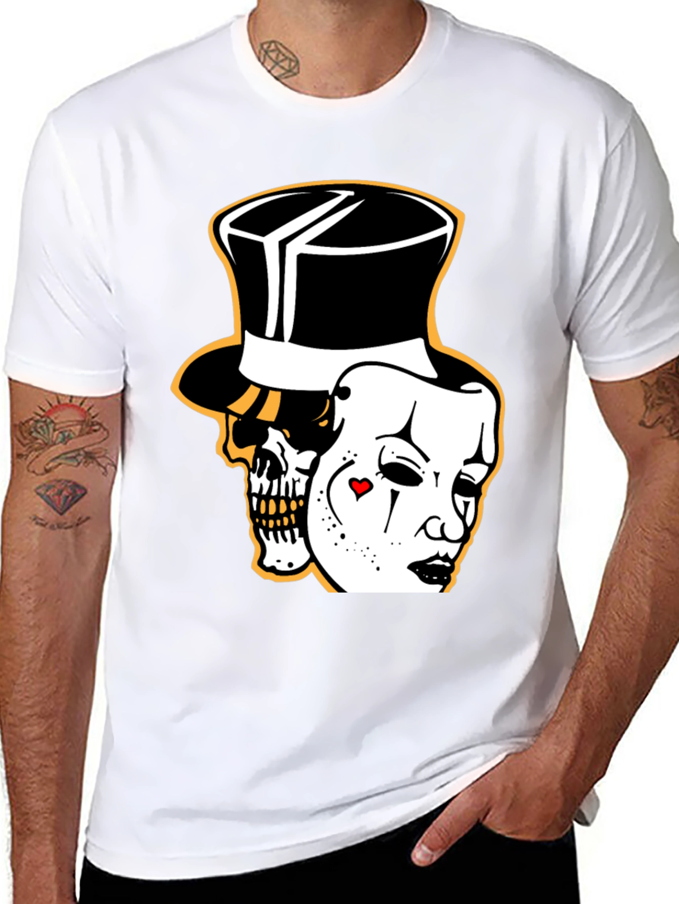Black Skull & Mask Graphic Tee - Unique Design, Stylish Fit view 8