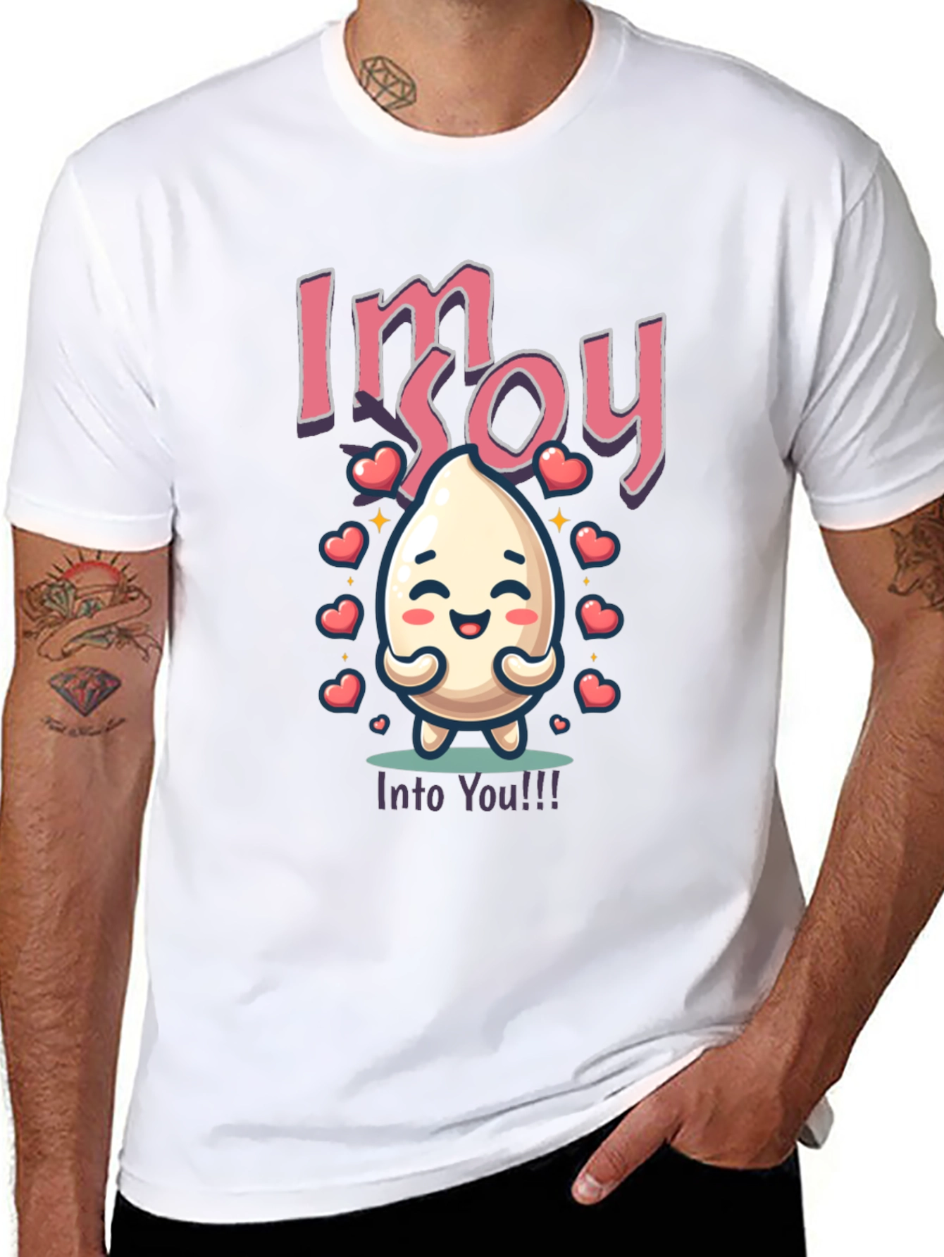 Black I'm Soy Into You T-Shirt - Cute Food Pun view 8