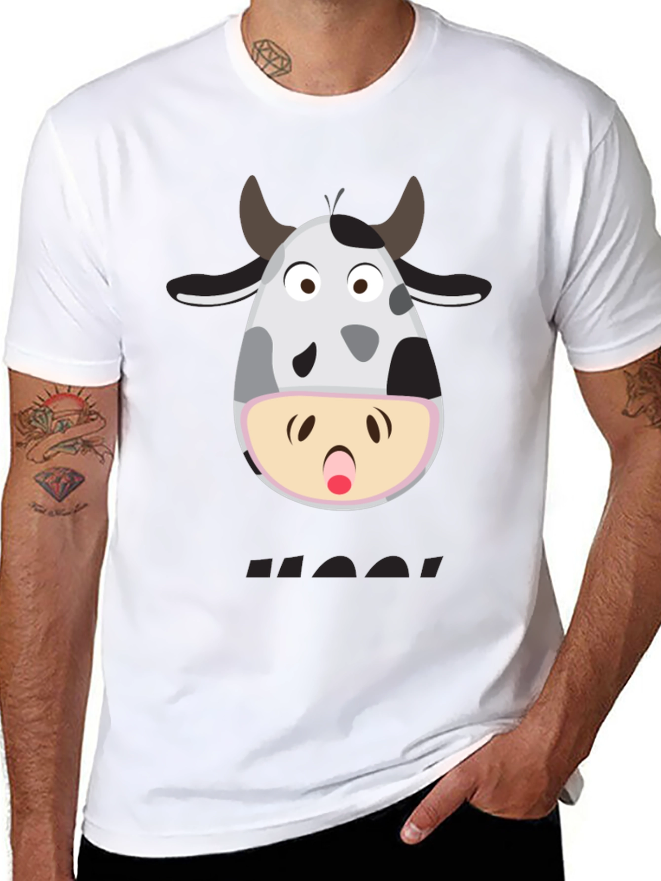 Black Funny Cow Moo! T-Shirt - Black Graphic Tee view 8