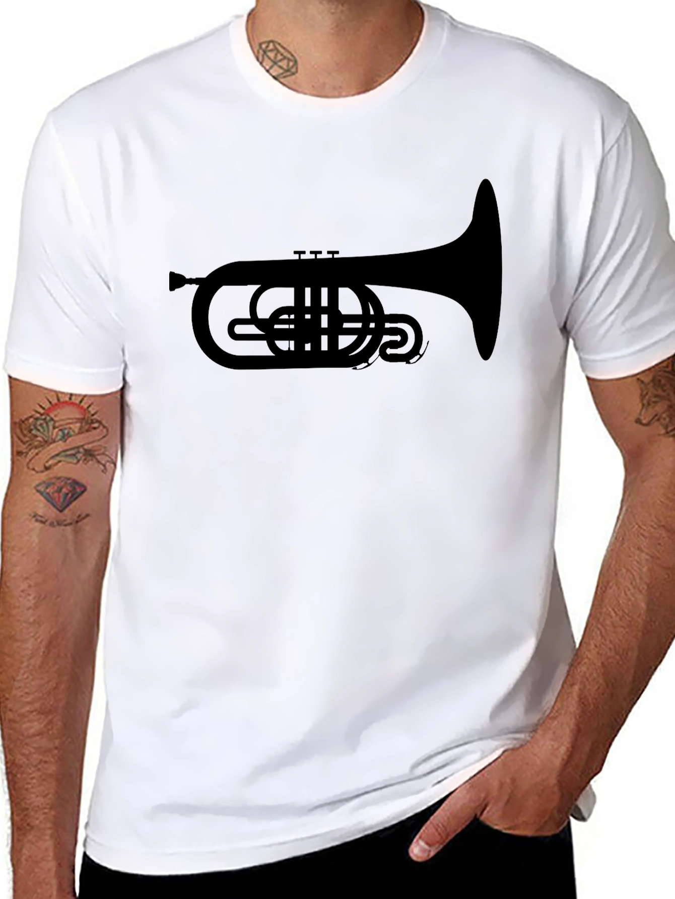 Black Black Trumpet Graphic Tee - Musical Instrument T-Shirt view 8