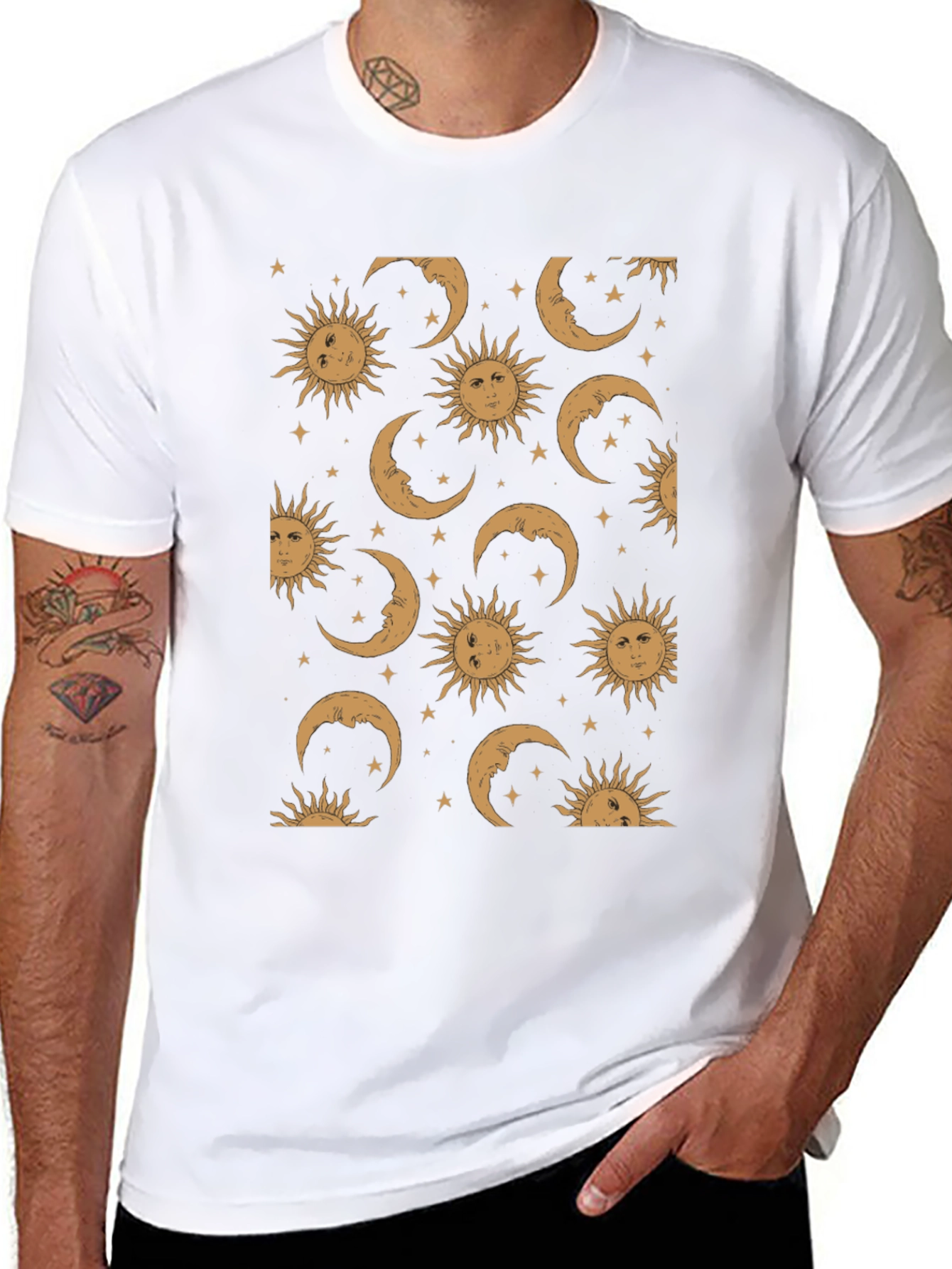 Black Celestial Sun & Moon Graphic Tee - Black view 8