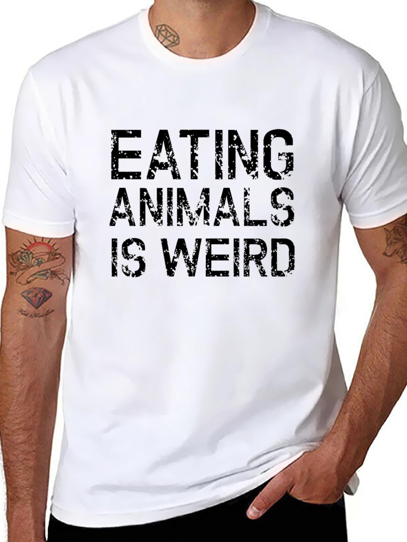 Black Eating Animals is Weird Graphic Tee view 8