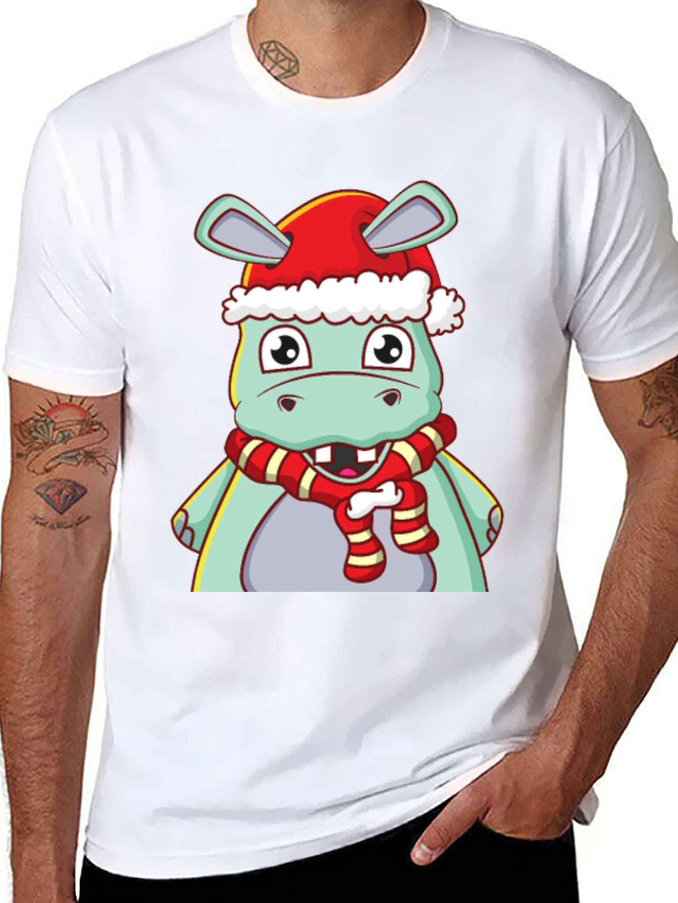 Black Festive Hippo T-Shirt view 8