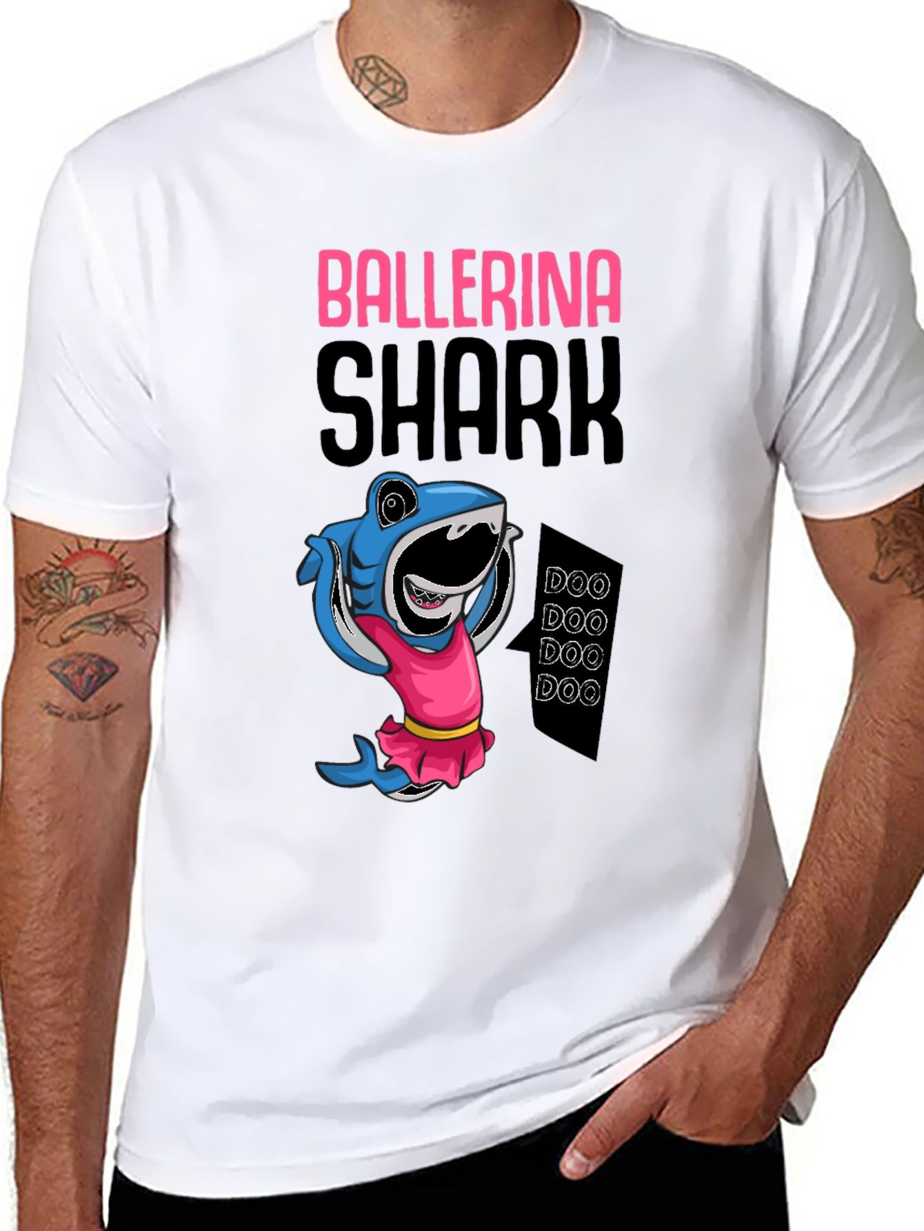 Black Ballerina Shark Black T-Shirt view 8
