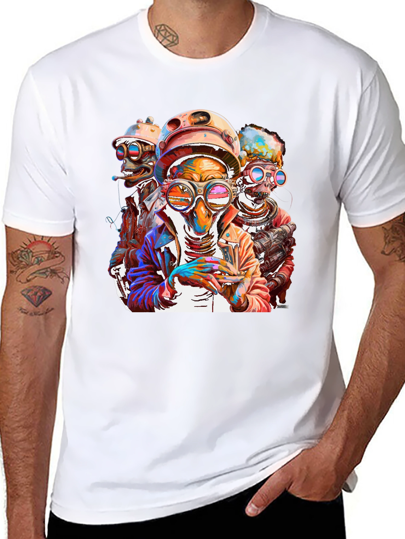 Black Steampunk Crew Graphic Tee - Bold & Unique Design view 8
