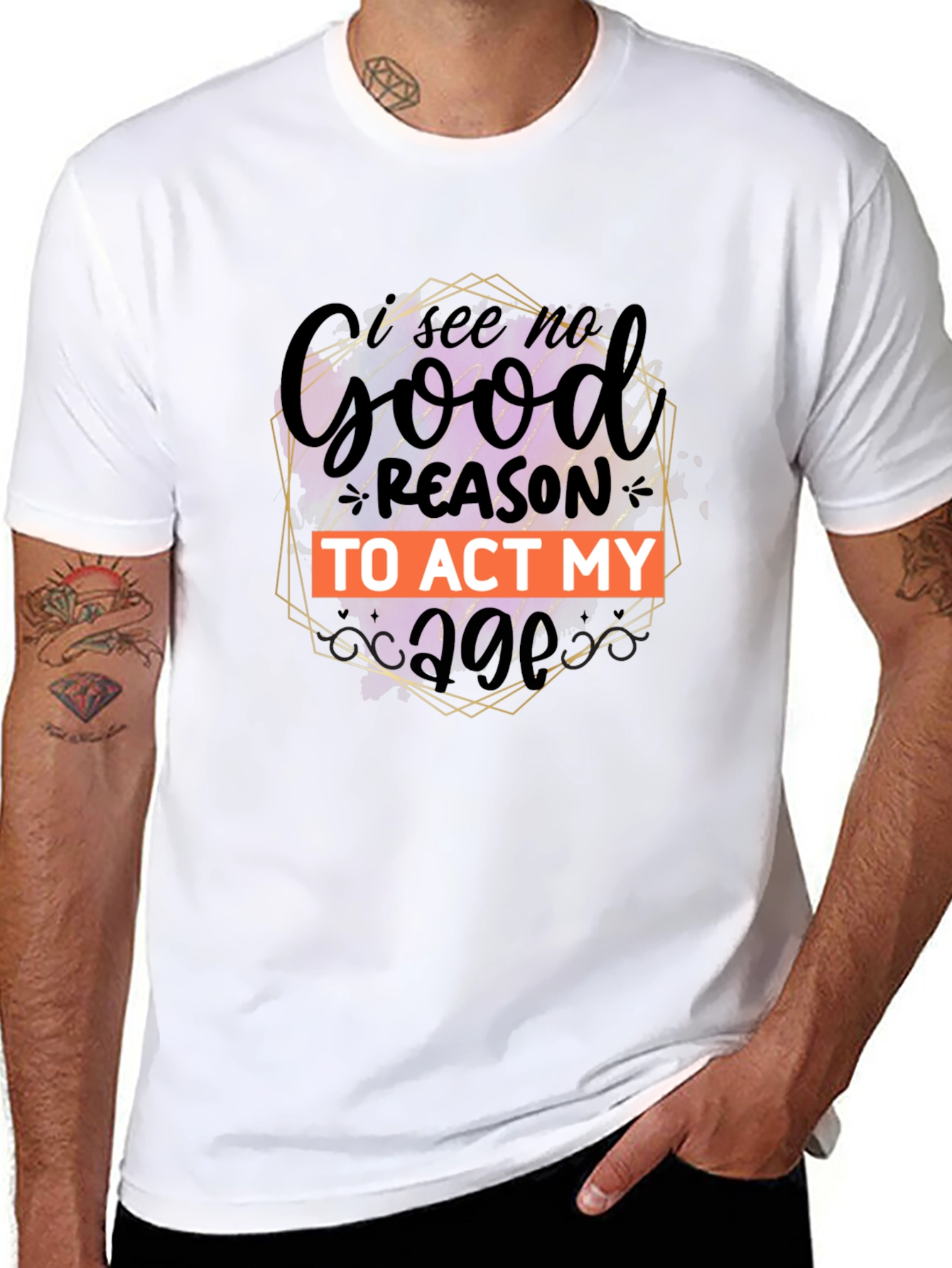 Black Funny 'I See No Good Reason to Act My Age' Graphic Tee view 8