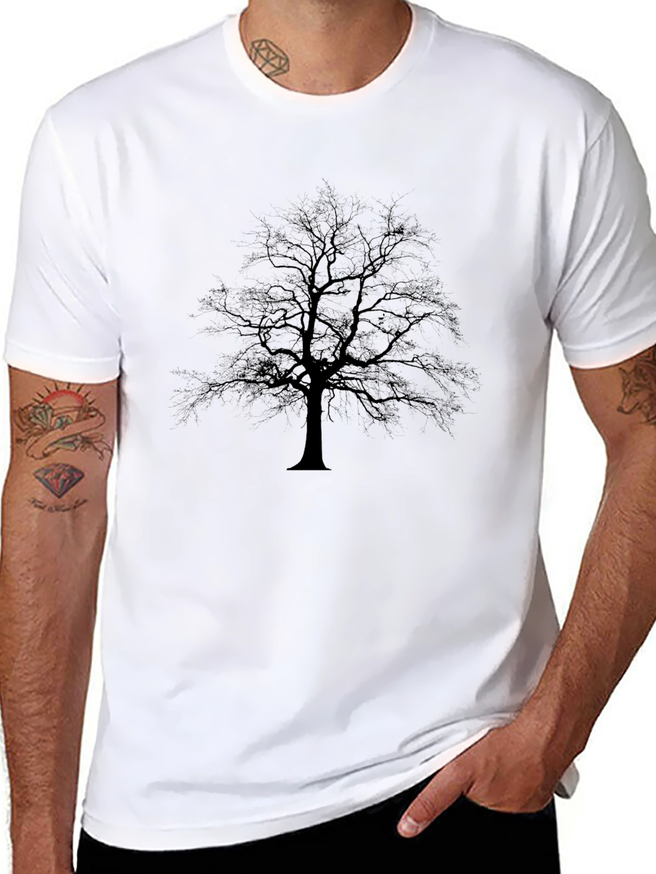 Black Black Tree Silhouette T-Shirt view 8