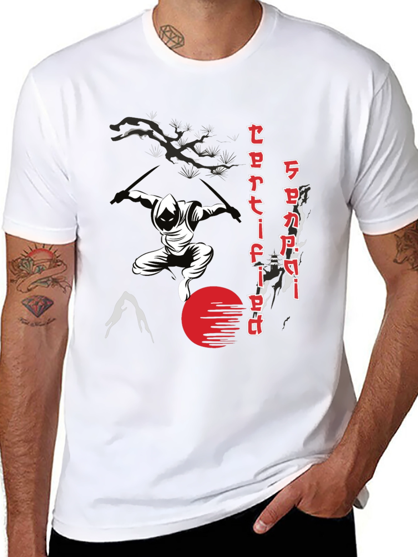 Black Samurai Certified Ninja Graphic T-Shirt view 8