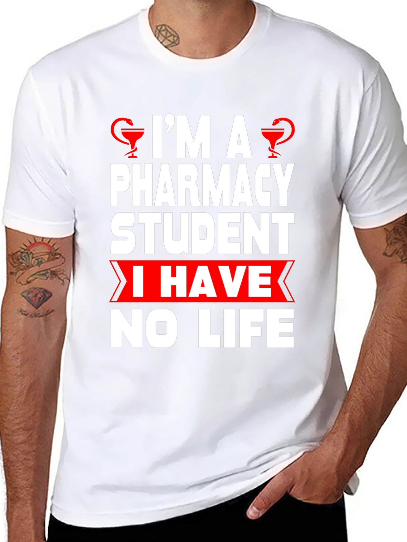 Black Pharmacy Student Humor T-Shirt - No Life! view 8