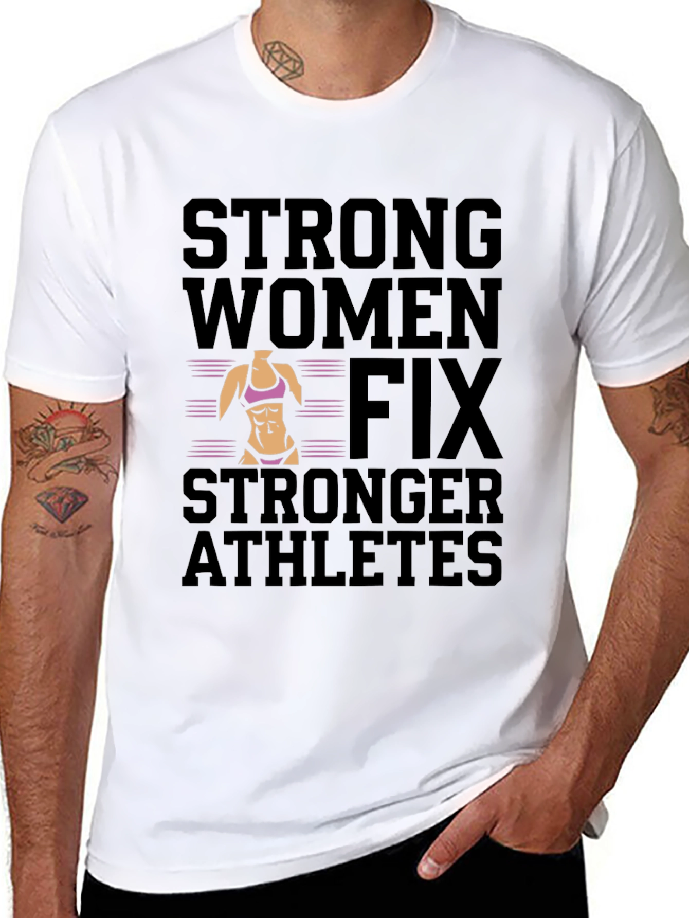 Strong Women Fix Stronger Athletes Graphic Tee - 8